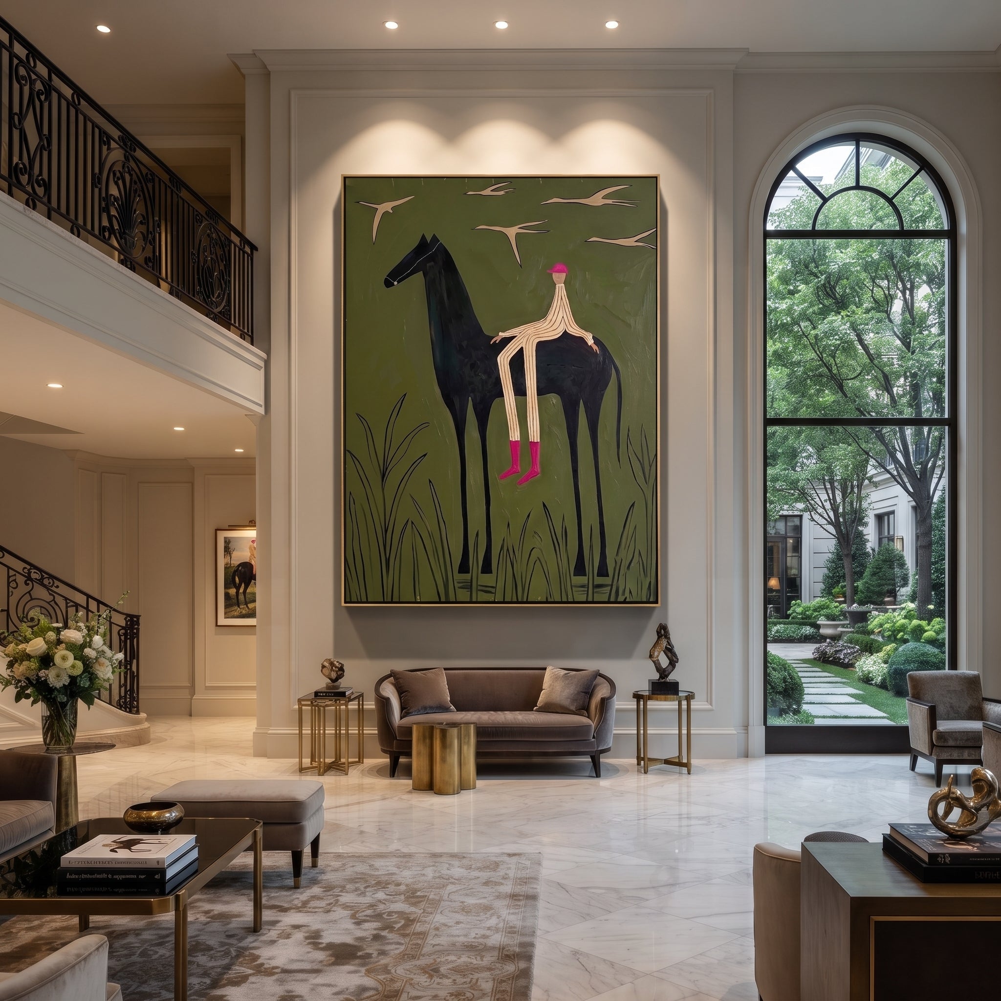 Pink Boots Watch Birds styled with warm modern furnishings