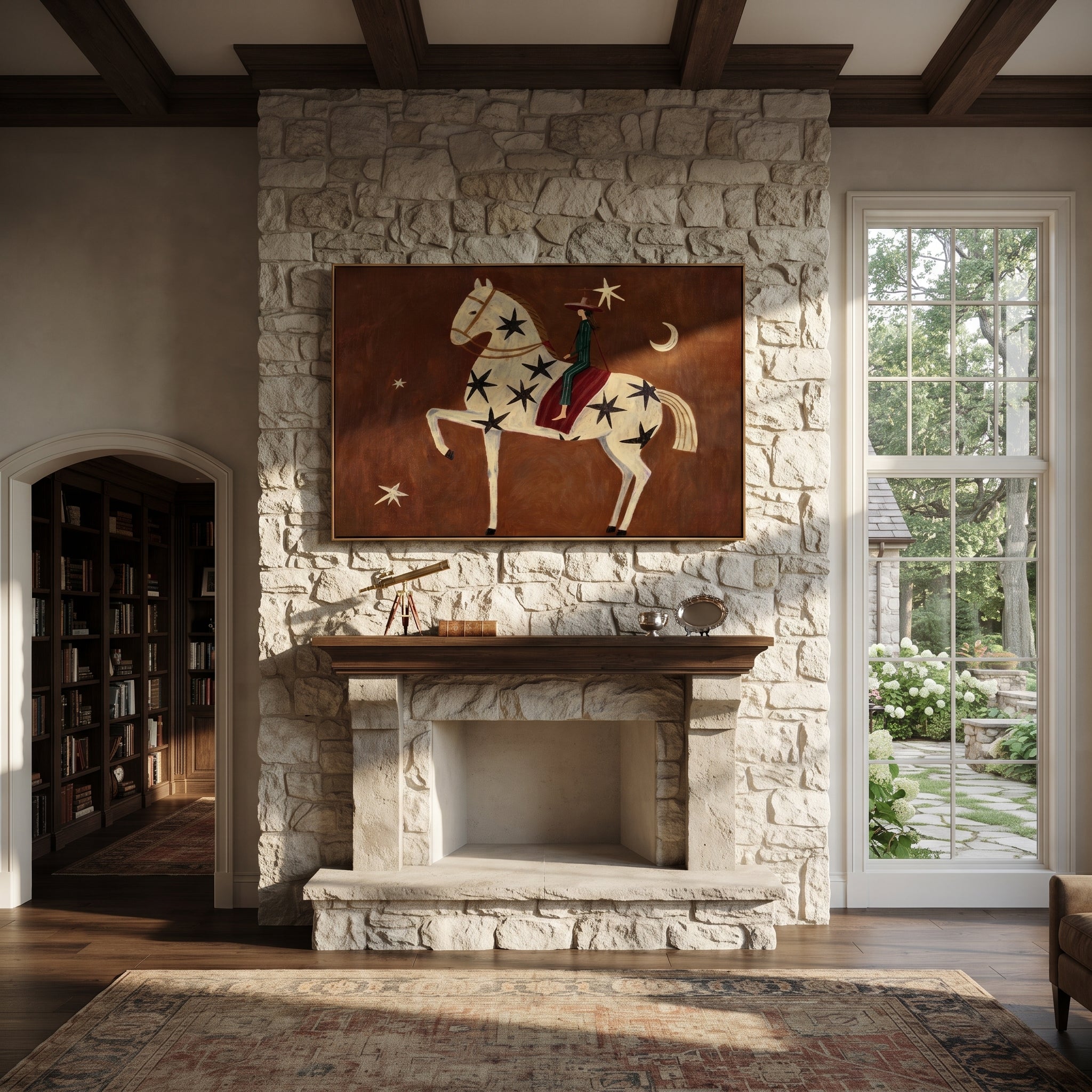 Star Horse Rises Moonward styled with warm modern furnishings