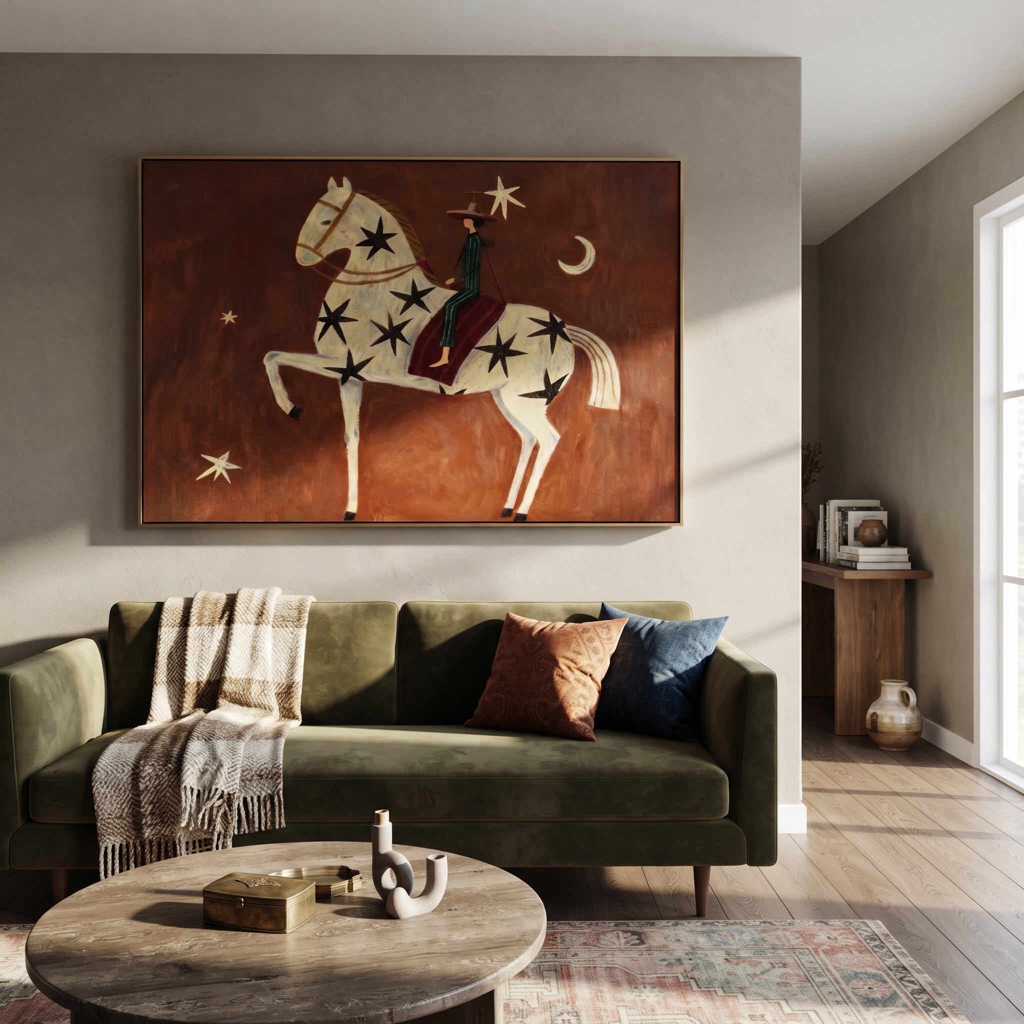 Star Horse Rises Moonward displayed in a layered residential setting