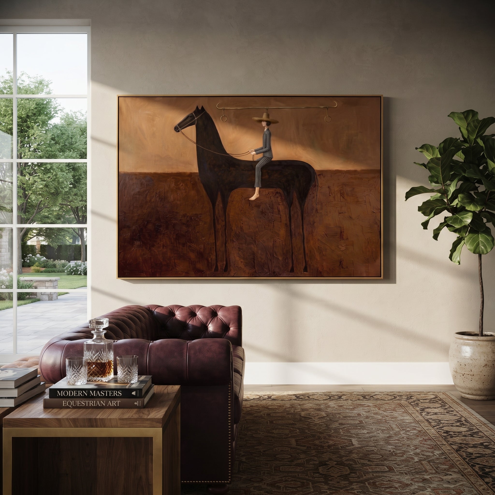 Long Reins Hold Earth presented as a colorful interior focal point