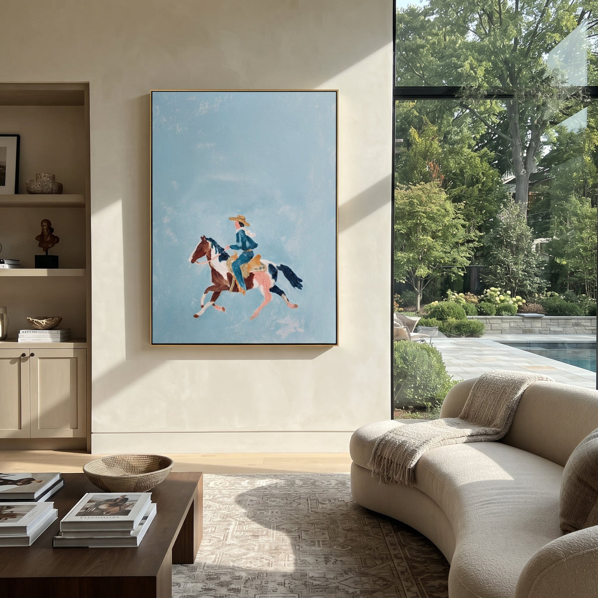 Blue Sky Carries Gallop displayed in a layered residential setting