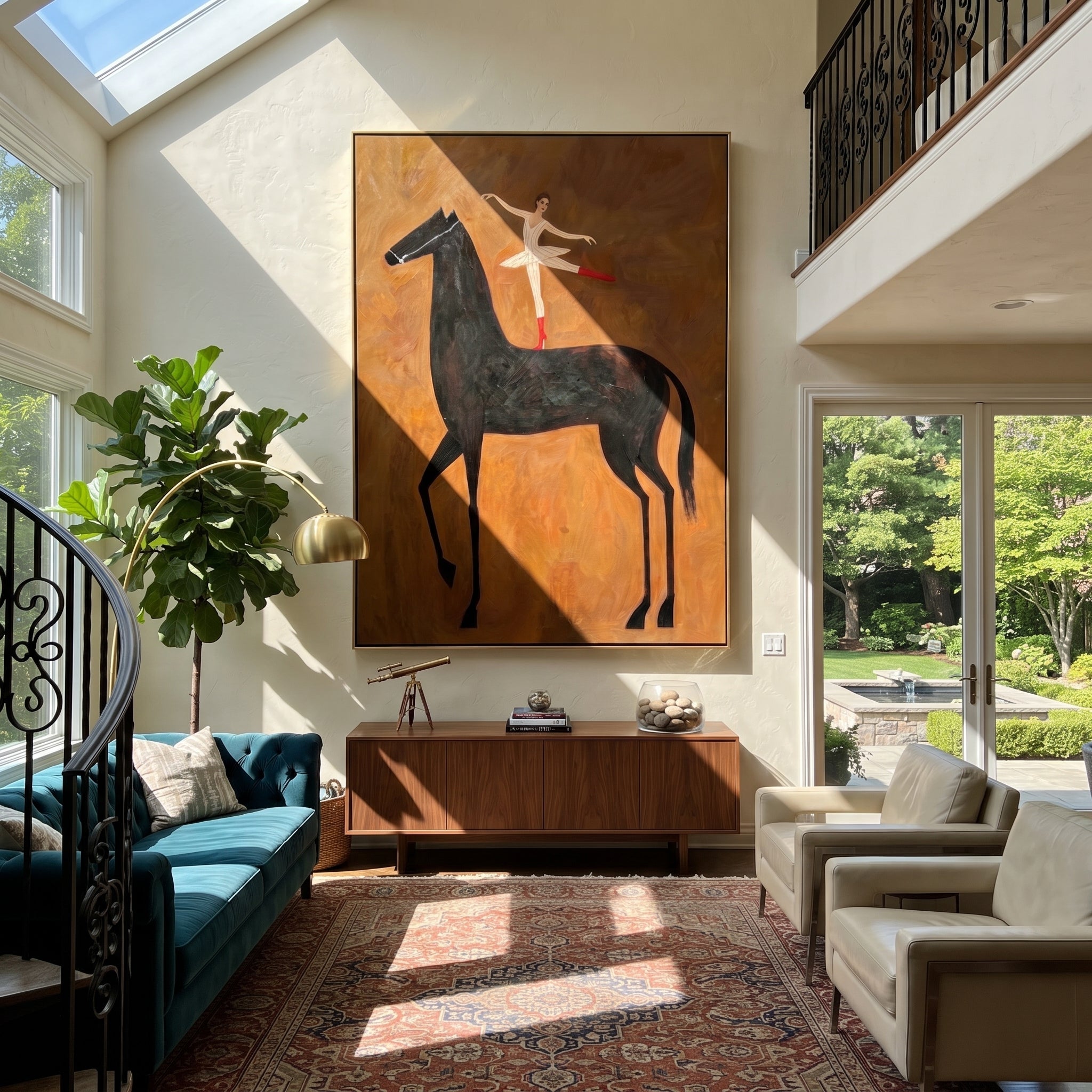 Dancer Opens Ochre Air displayed in a collected contemporary interior