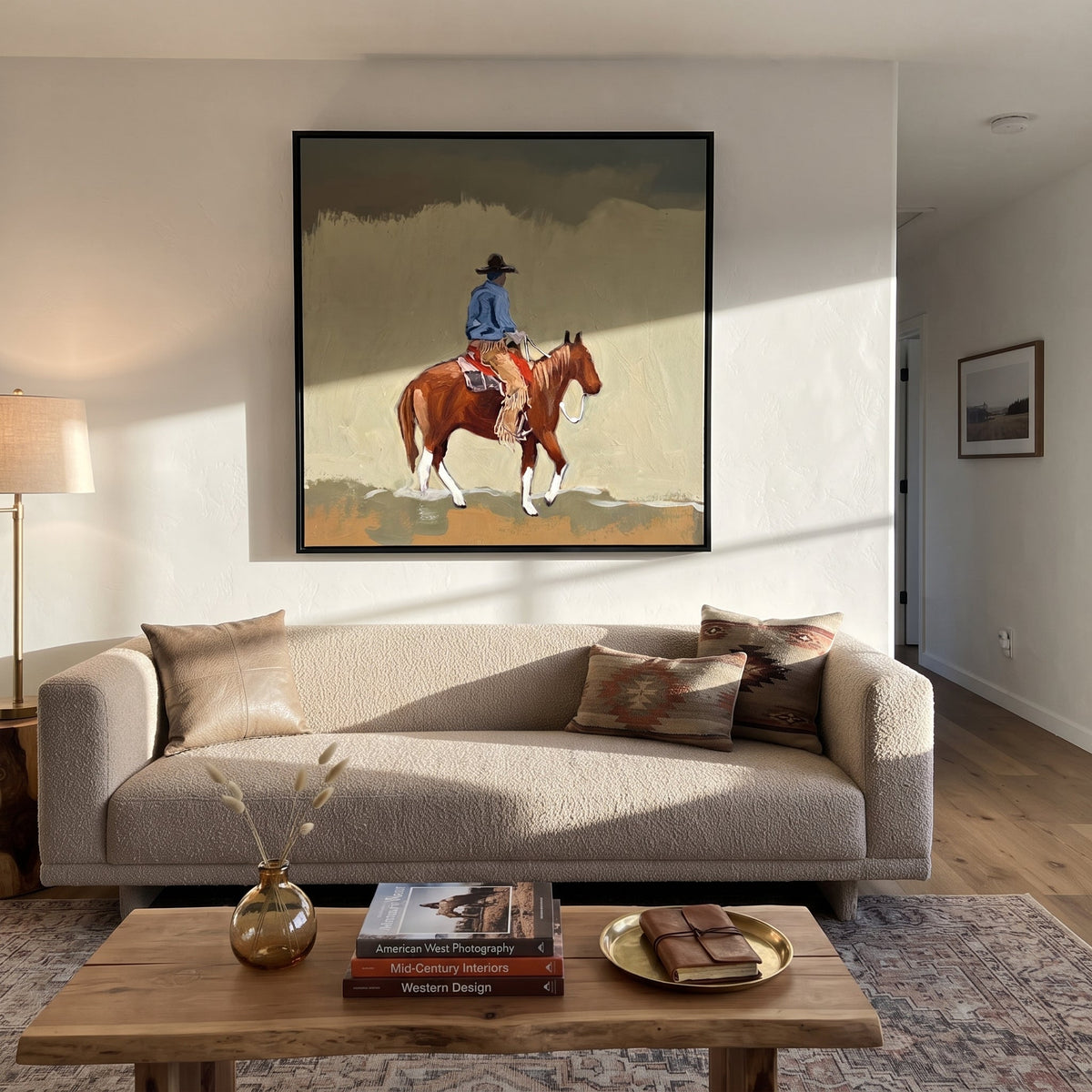 Dusty Trail Carries Home presented as a colorful interior focal point