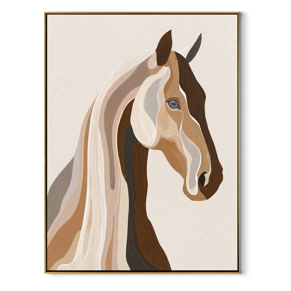Two Profiles Share Breath equestrian horse painting, vertical canvas artwork