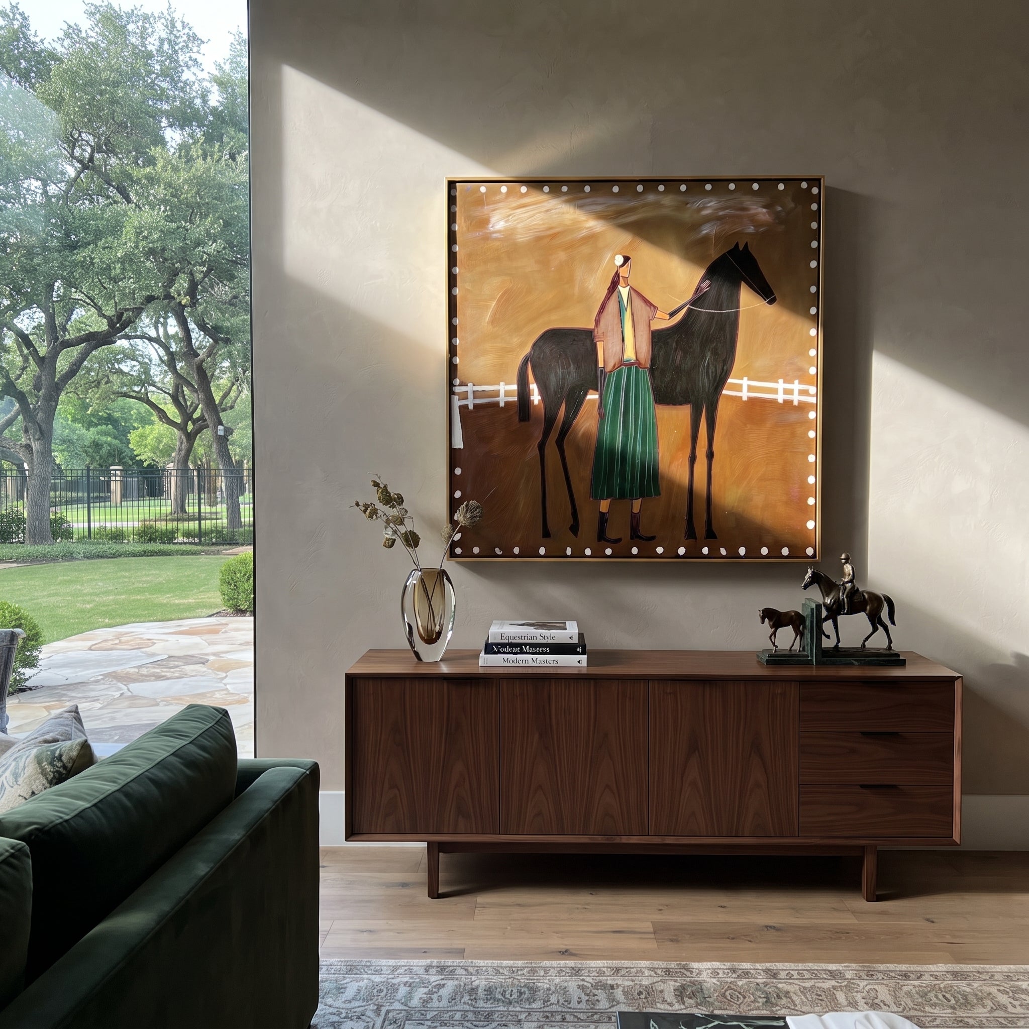 White Fence Holds Trust displayed in a collected contemporary interior