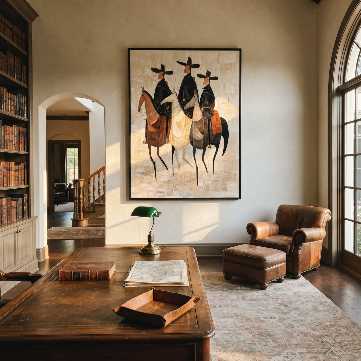 Three Hats Travel Together styled with wood, linen, and modern decor