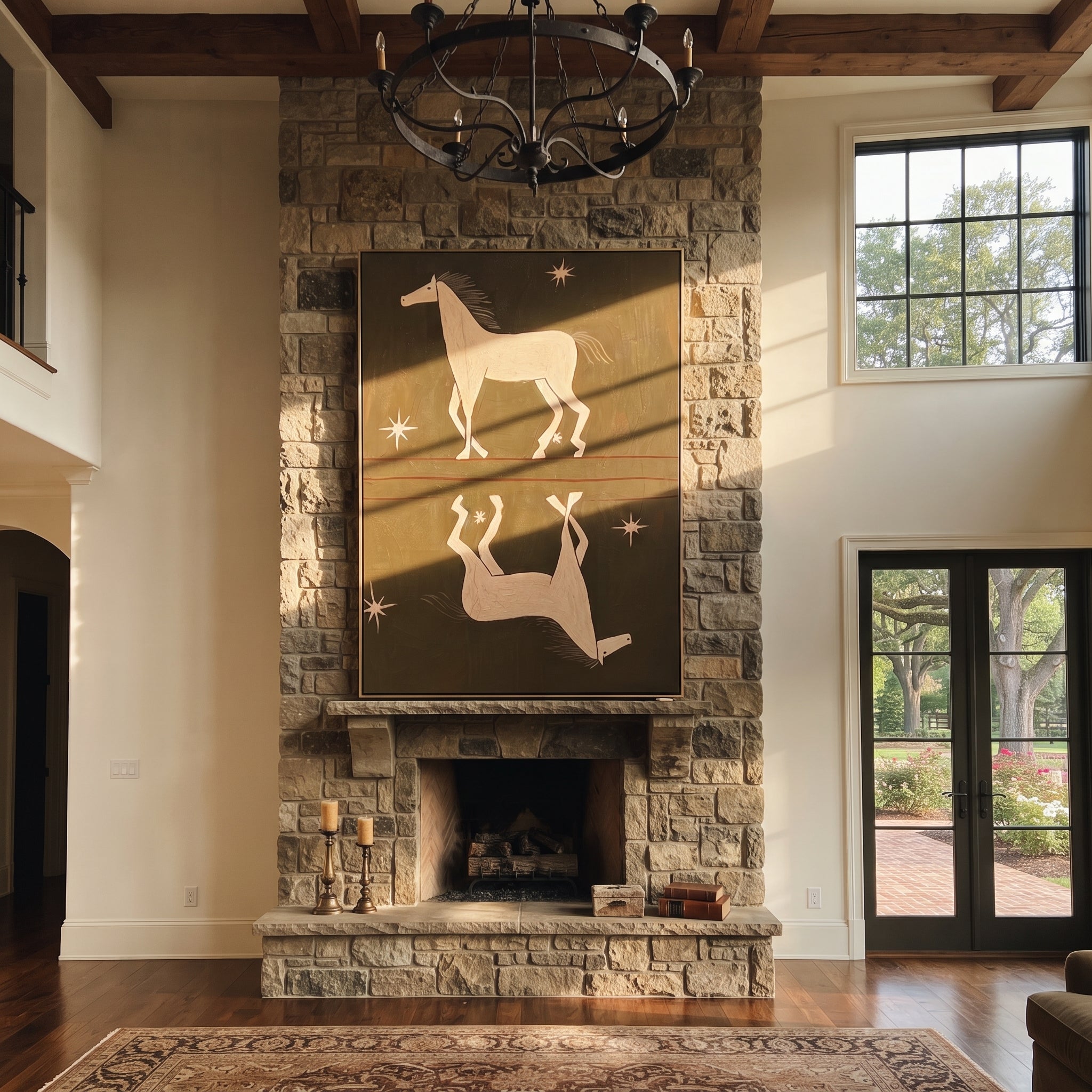 White Horses Mirror Stars presented as a colorful interior focal point