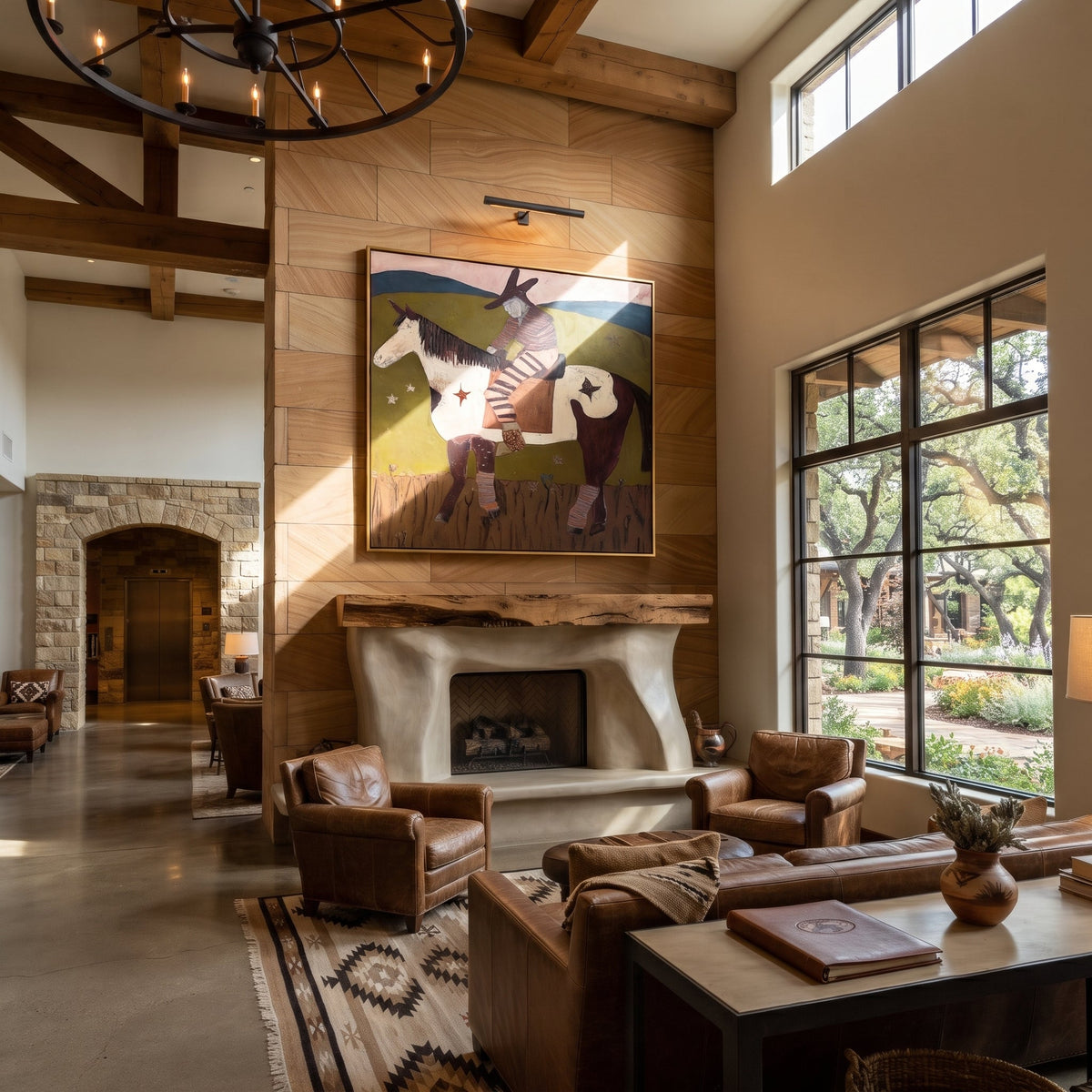 Stars Follow Striped Rider displayed in a layered residential setting