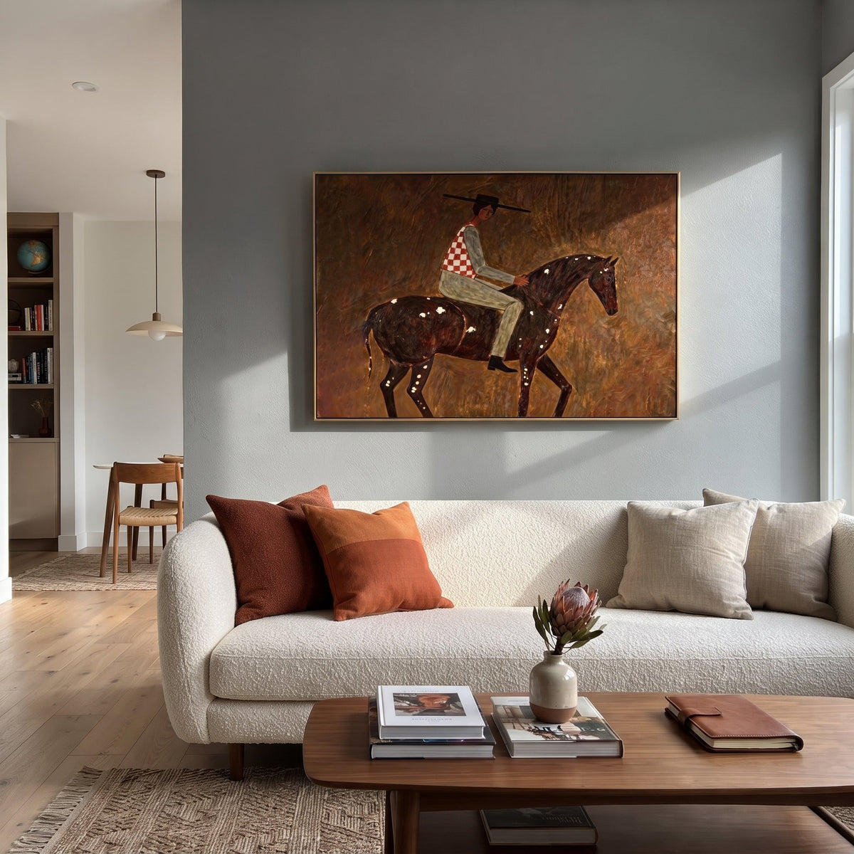 Stripes Cross Painted Hills displayed in a layered residential setting