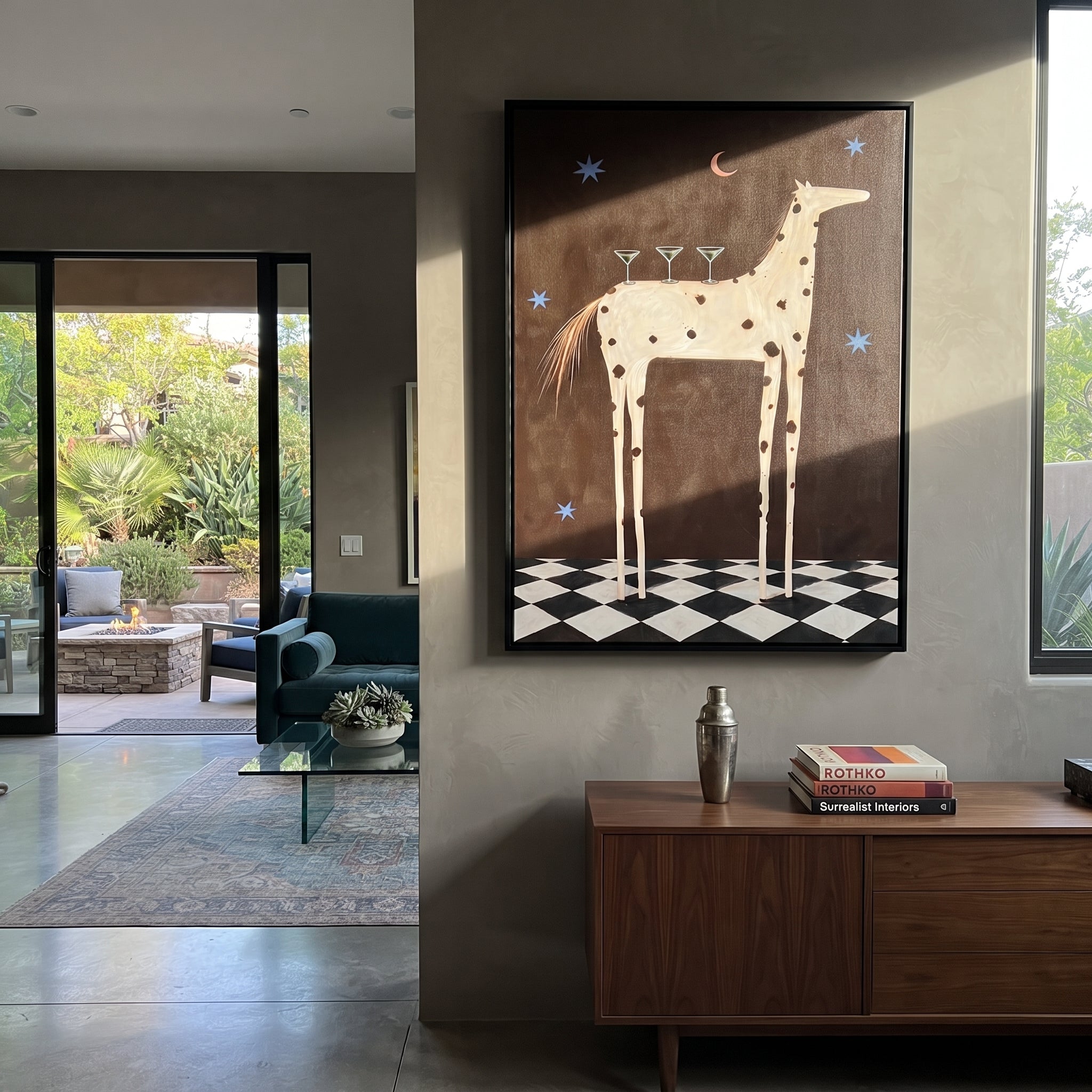 Three Martinis Crown Dapples displayed in a collected contemporary interior