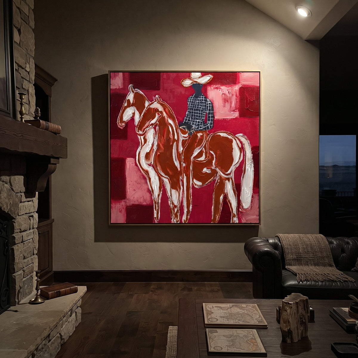 White Horses Face Away styled with warm modern furnishings