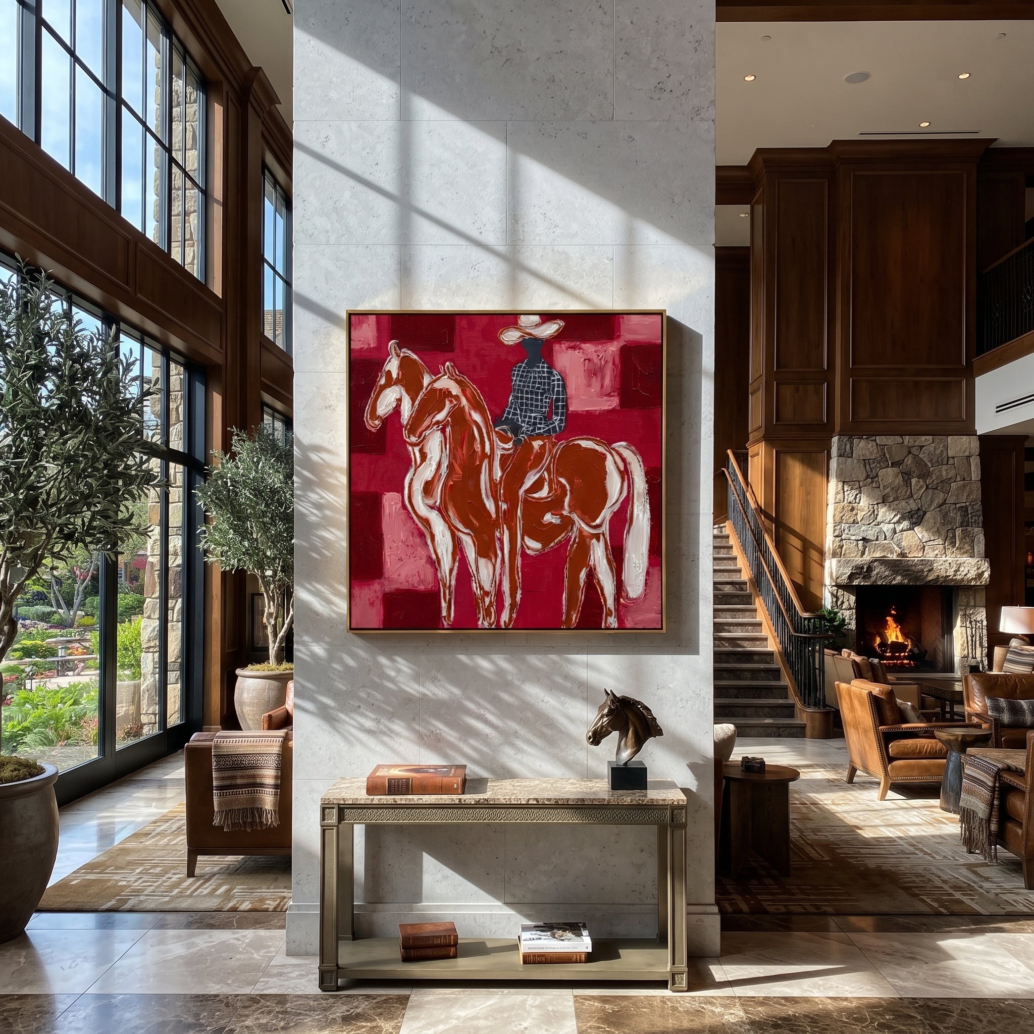 White Horses Face Away presented as a colorful interior focal point