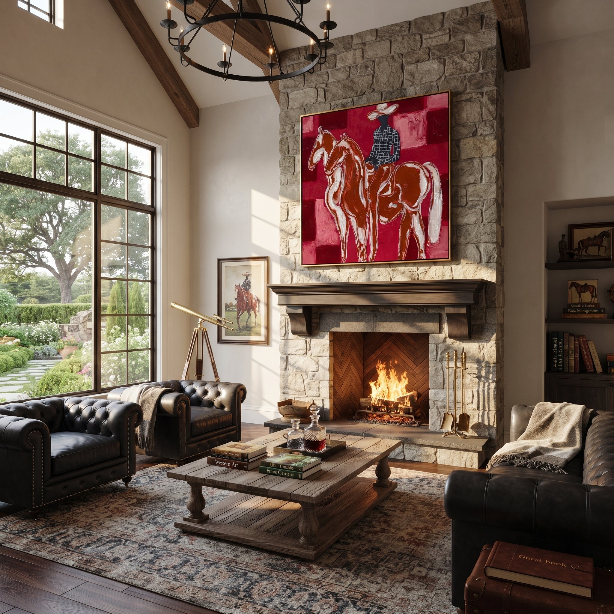 White Horses Face Away styled with wood, linen, and modern decor