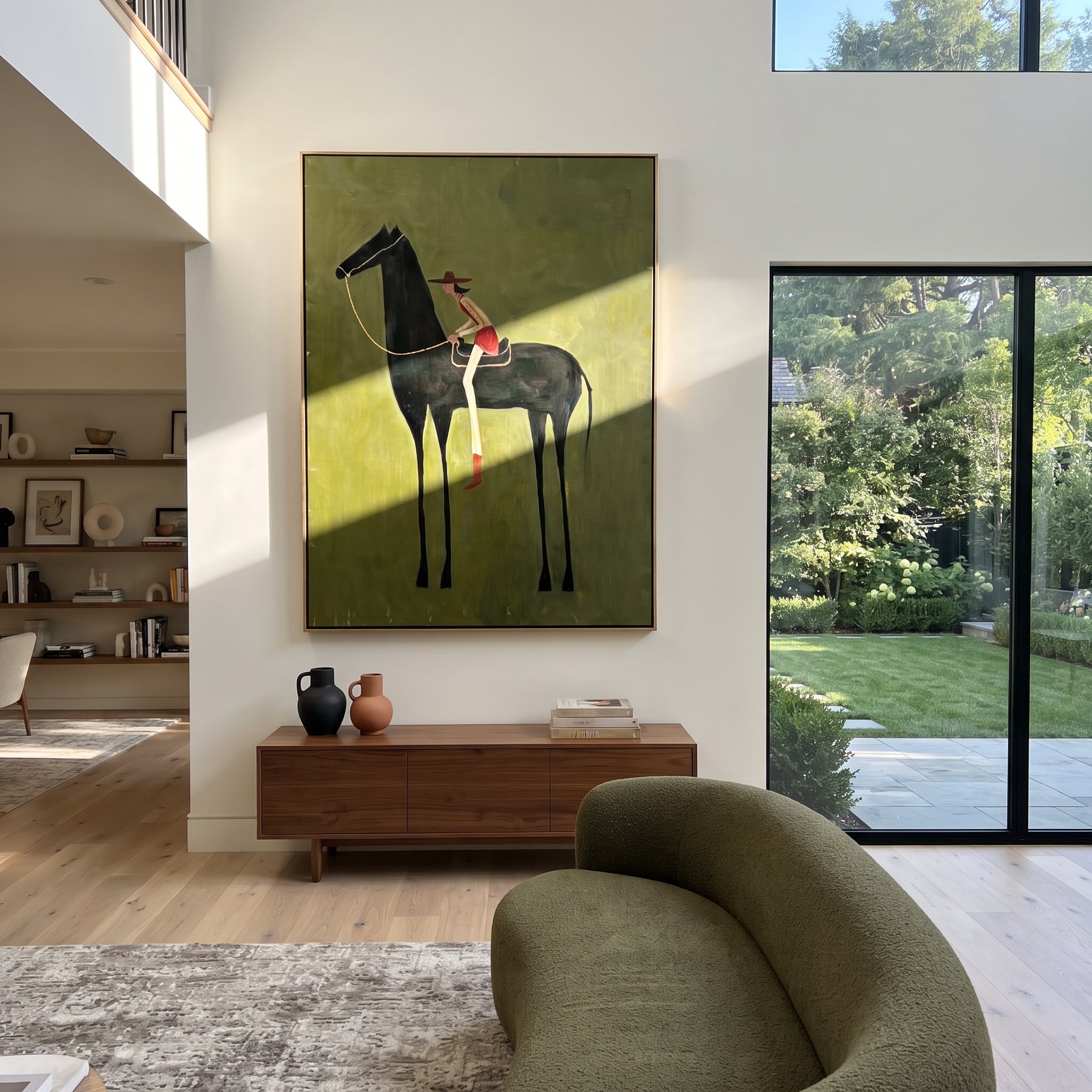 Long Reins Reach Green displayed in a collected contemporary interior