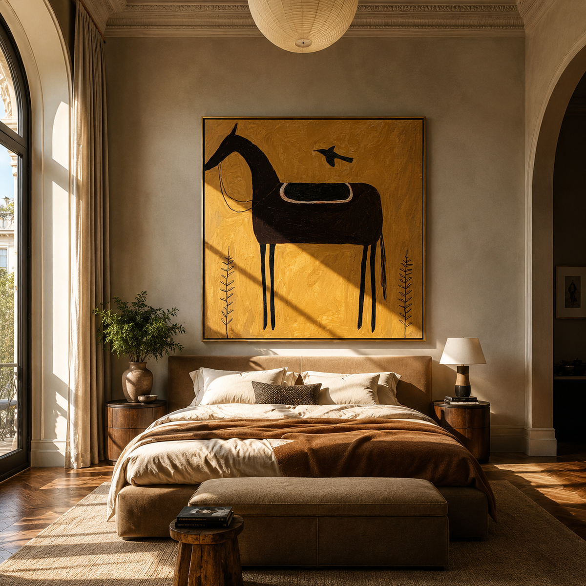 Black Saddle Holds Flight presented as a colorful interior focal point