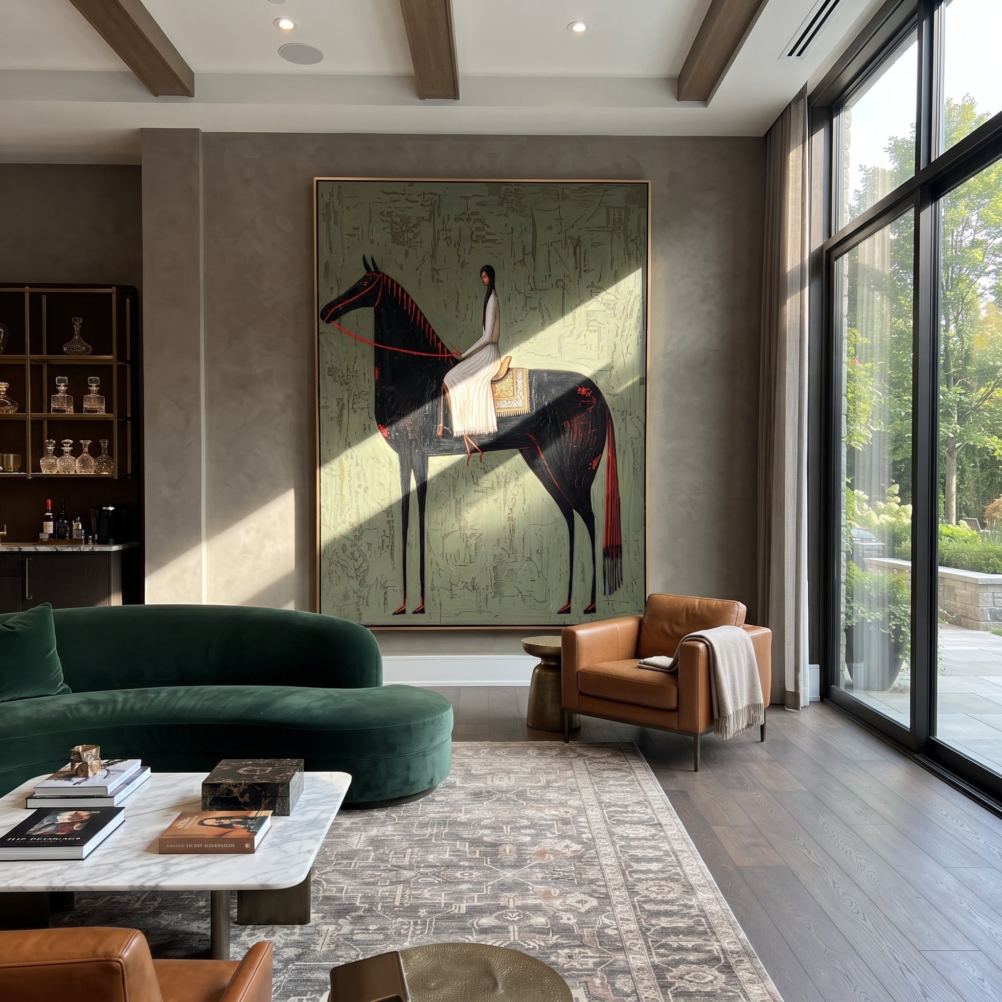 White Dress Crosses Sage presented as a colorful interior focal point