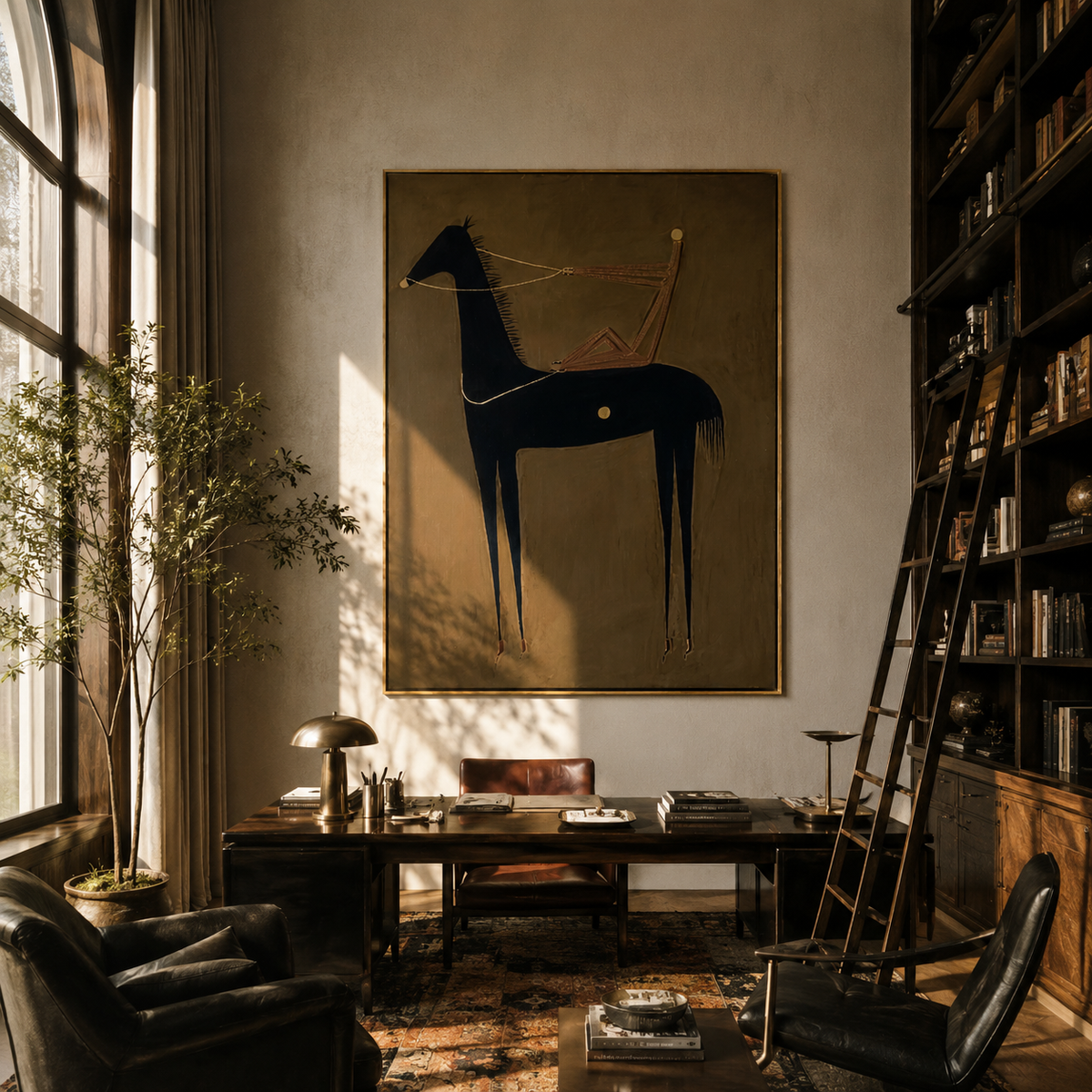 Pale Line Tethers Midnight presented as a colorful interior focal point