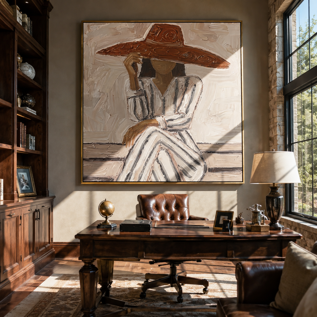 Striped Dress Meets Sun displayed in a warm contemporary interior