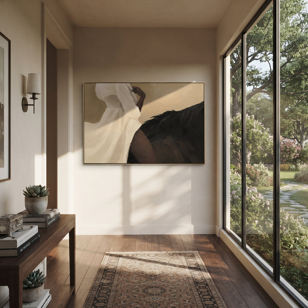 Sleep Curves Through Midnight presented above a contemporary console
