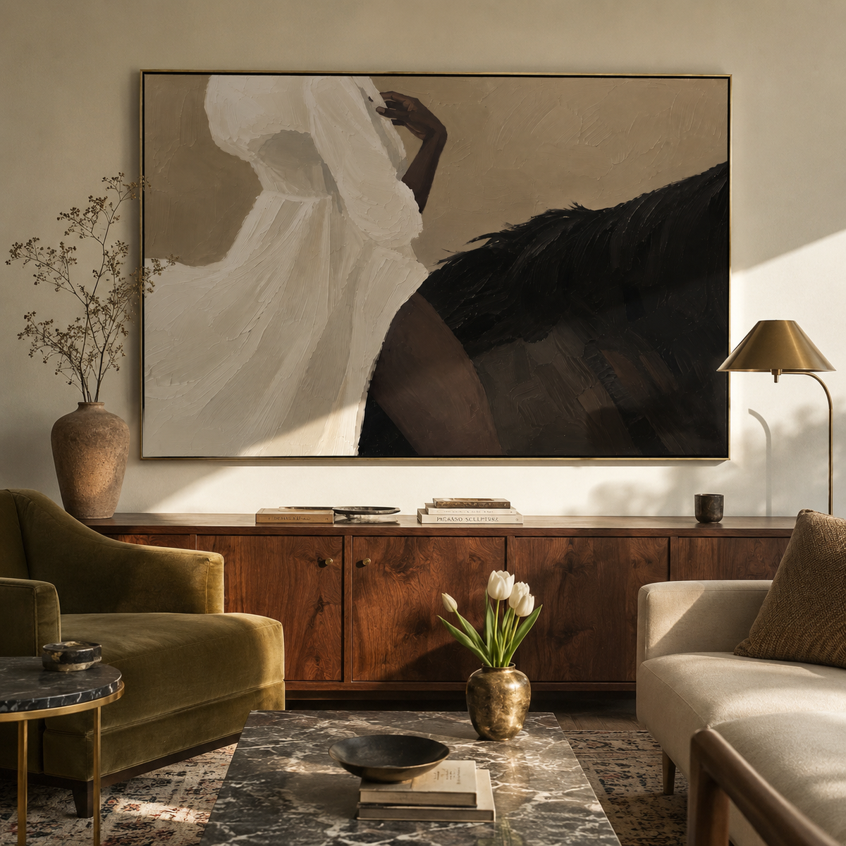 Sleep Curves Through Midnight displayed as a Retro Modern room focal point