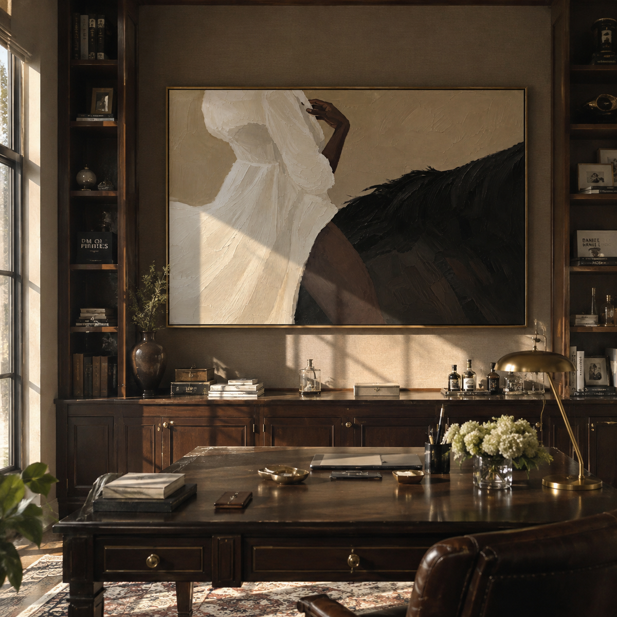 Sleep Curves Through Midnight styled in a layered residential interior