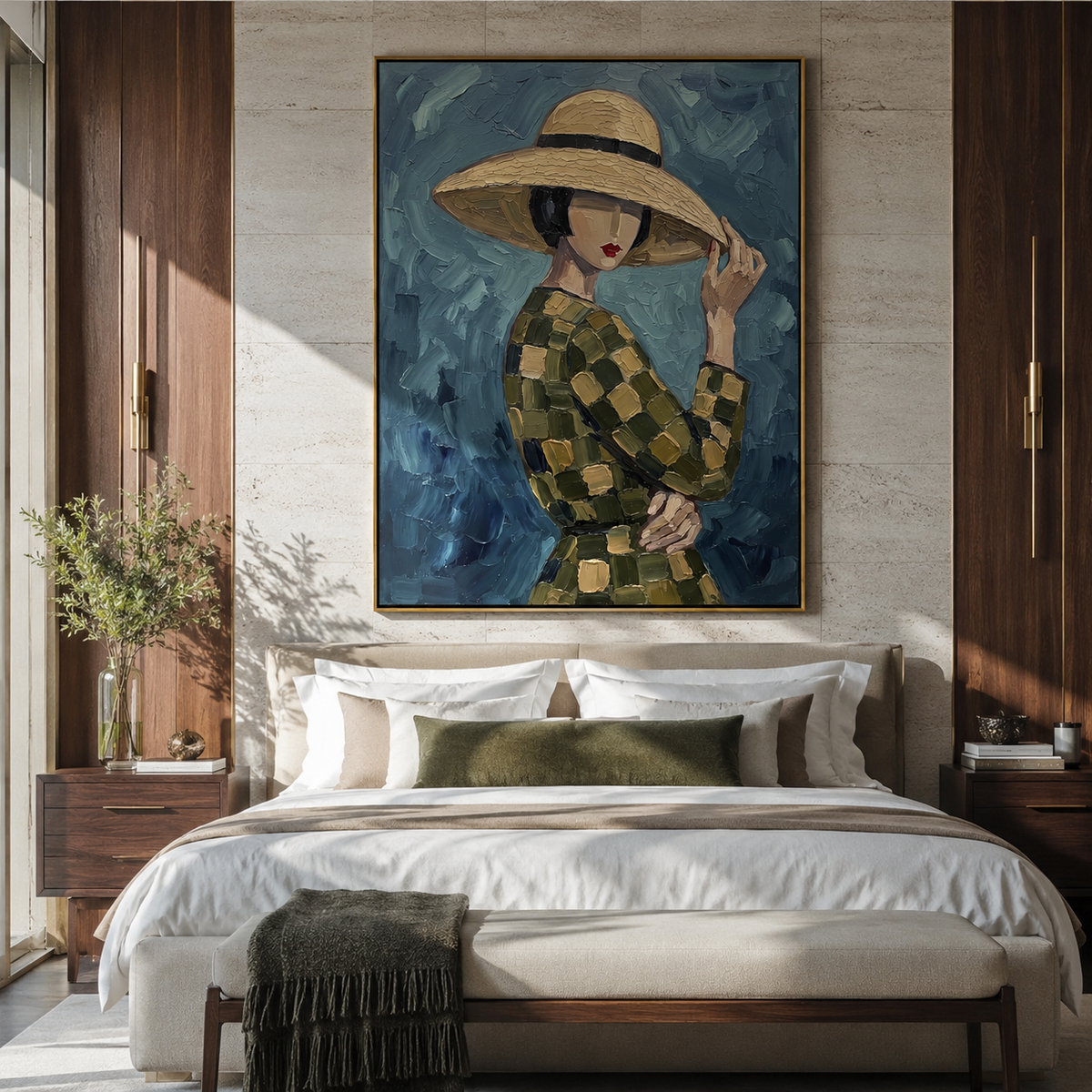 Argyle Brim Guards Blue displayed as a Retro Modern room focal point
