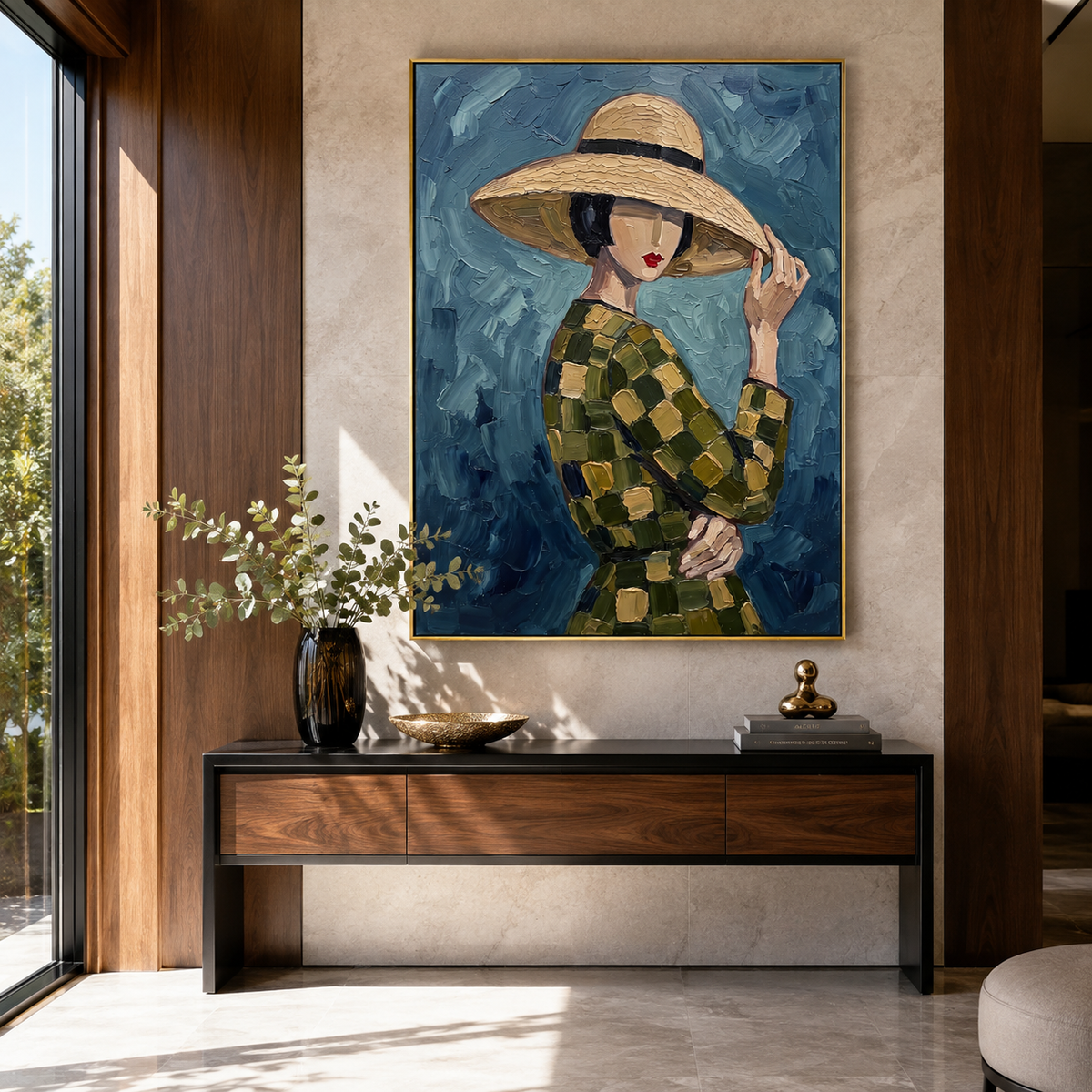Argyle Brim Guards Blue styled in a layered residential interior
