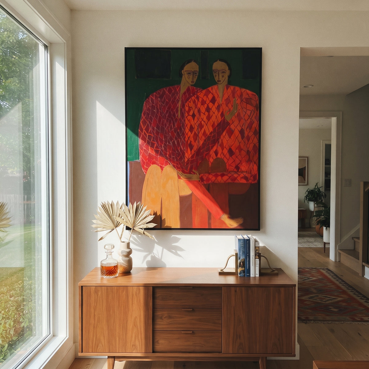 Coral Steps Into Light displayed as a Retro Modern room focal point