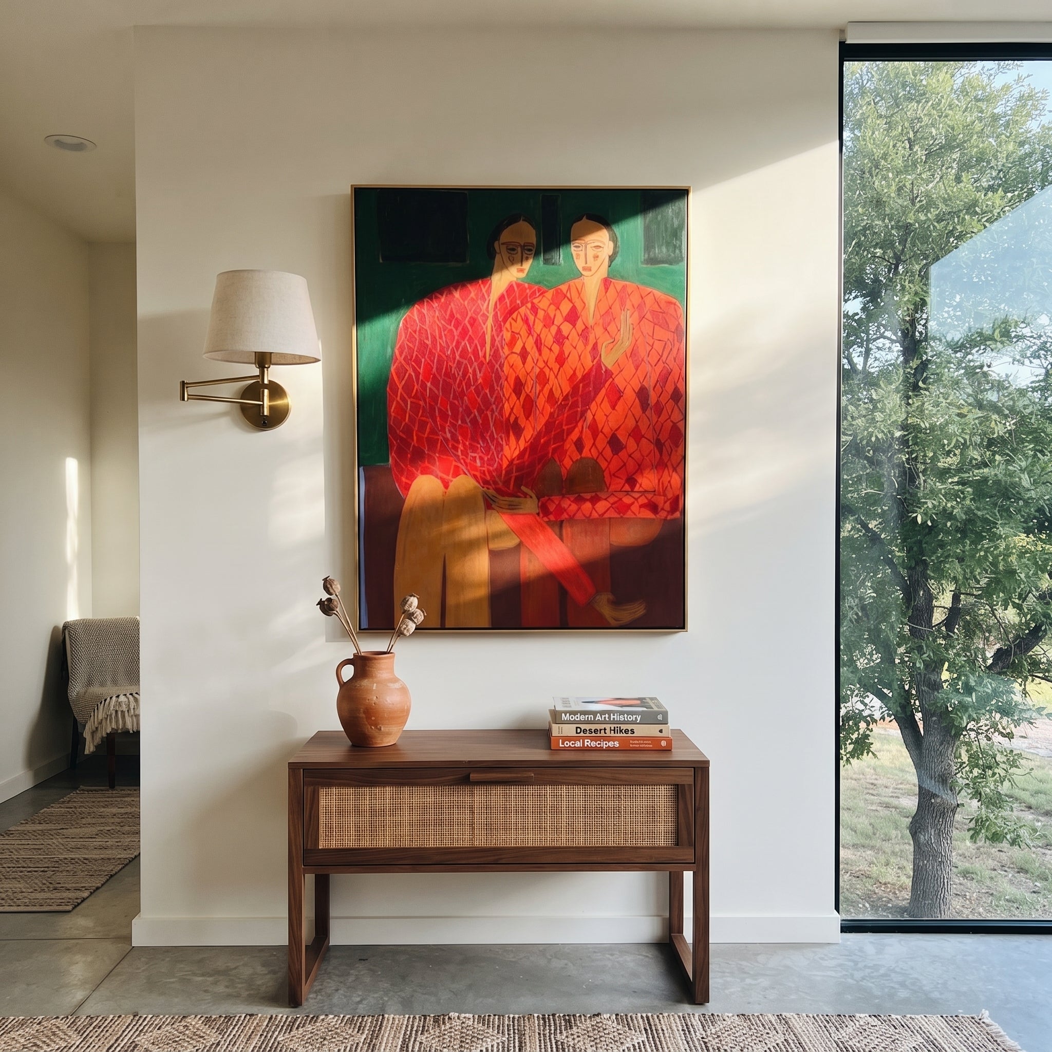 Coral Steps Into Light styled in a layered residential interior