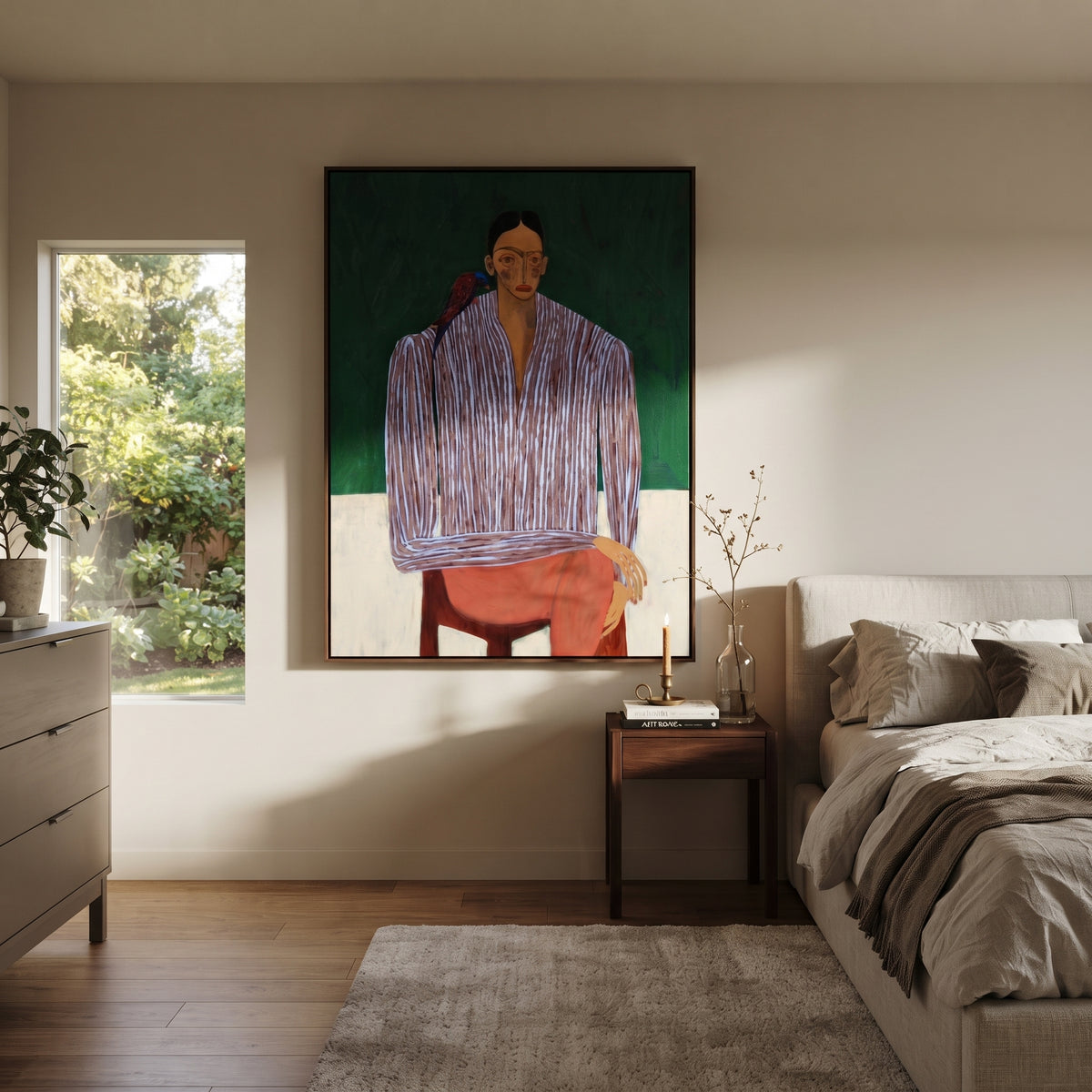 Lavender Waits Above Ochre displayed as a Retro Modern room focal point