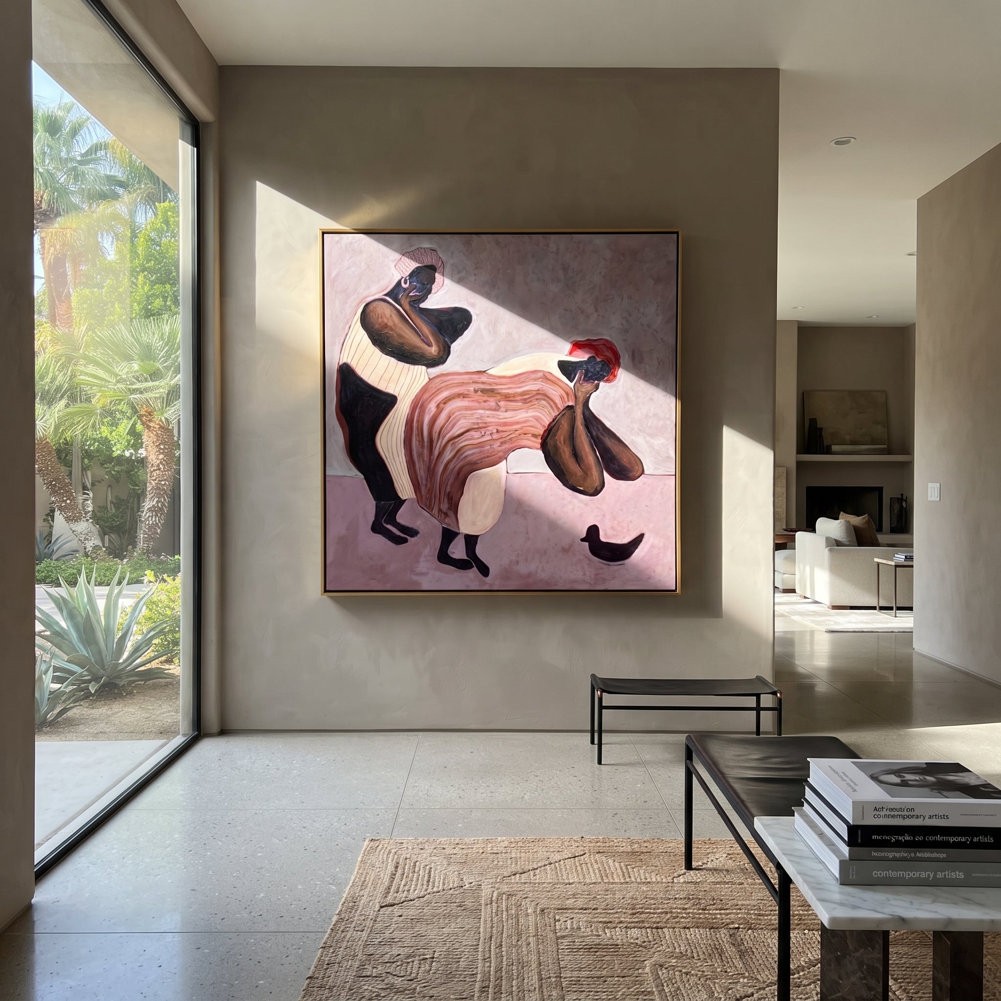 Two Horses Share Rose styled with neutral modern furnishings