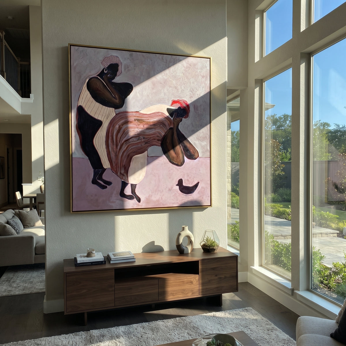 Two Horses Share Rose displayed as a Retro Modern room focal point