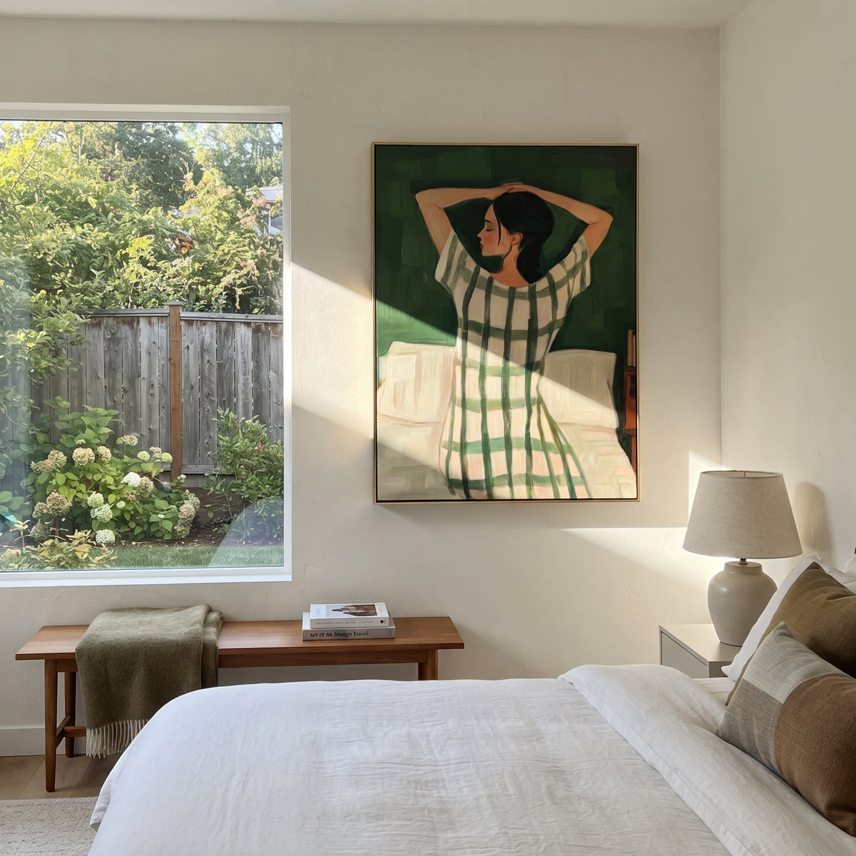 Green Dress Greets Morning displayed as a Retro Modern room focal point