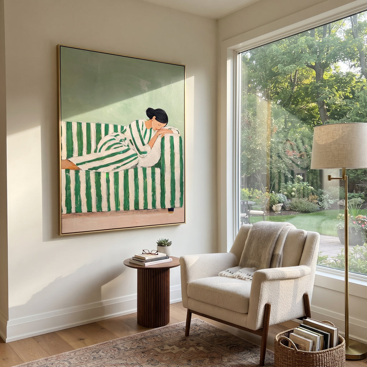 Stripes Cradle Quiet Reading styled in a layered residential interior