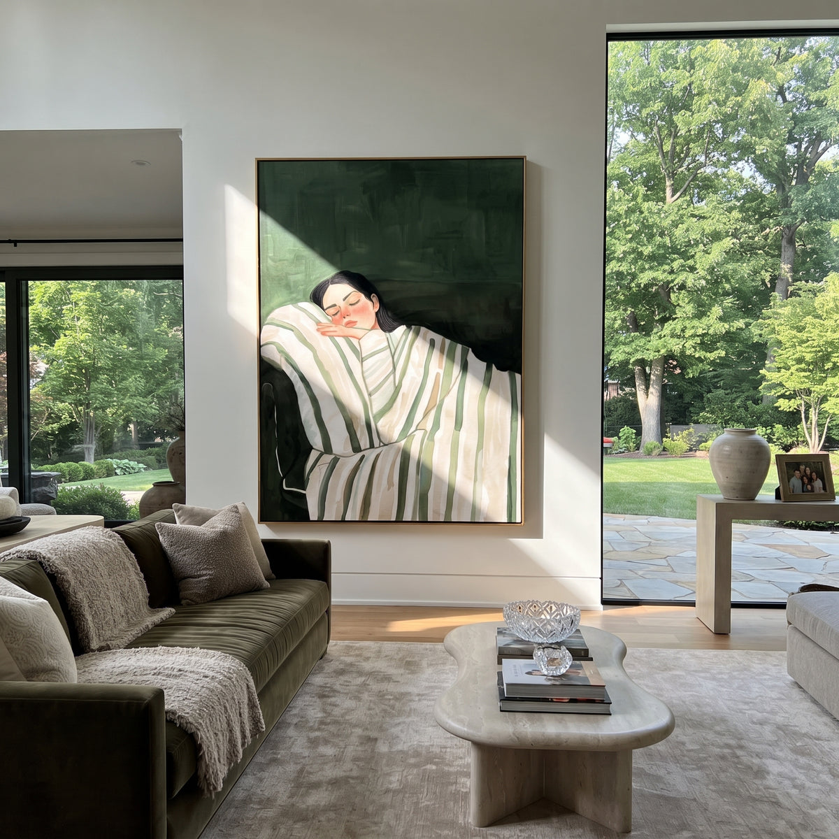 Dark Blanket Keeps Sleep displayed in a warm contemporary interior
