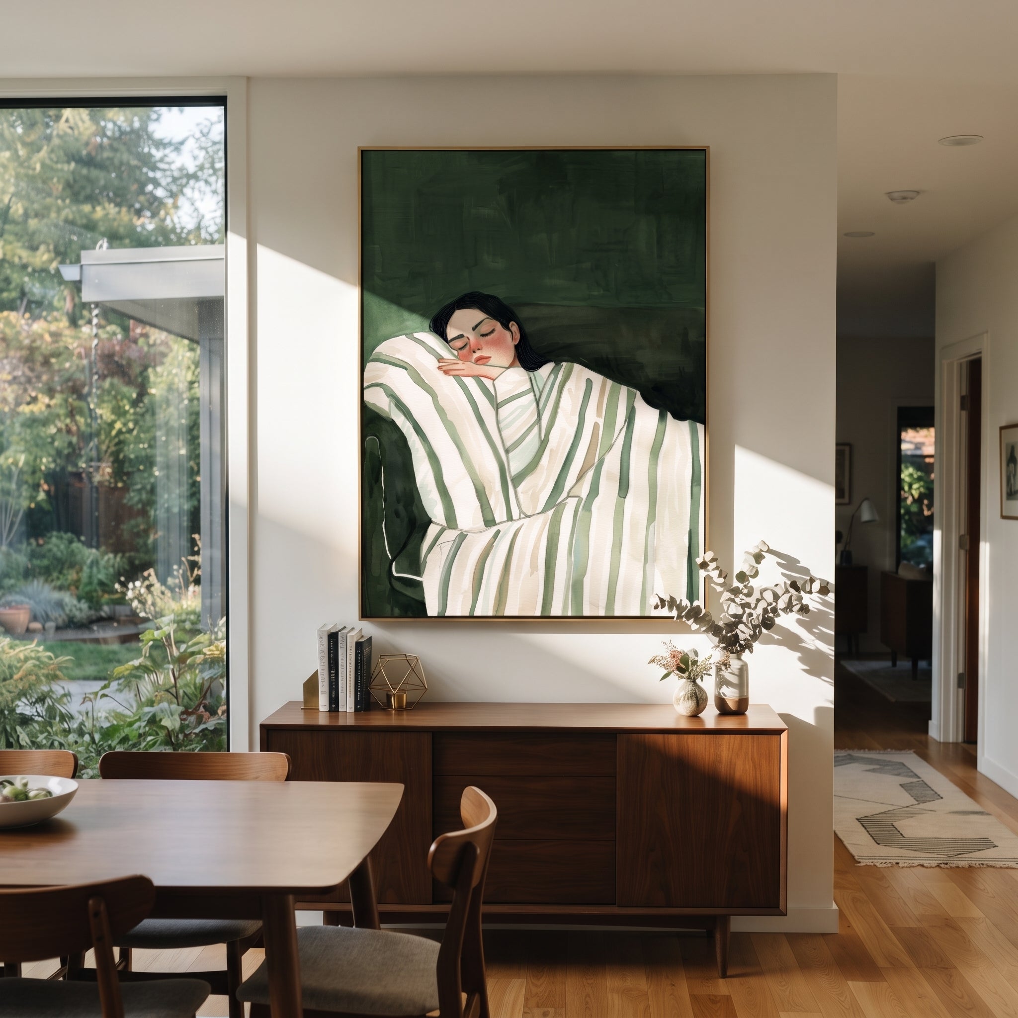 Dark Blanket Keeps Sleep presented above a contemporary console
