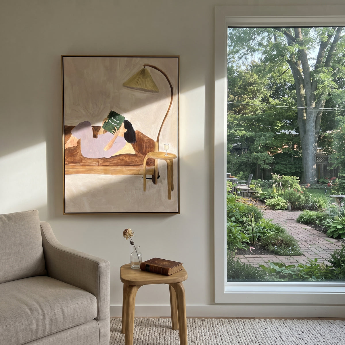 Wide Brim Holds Stillness presented above a contemporary console