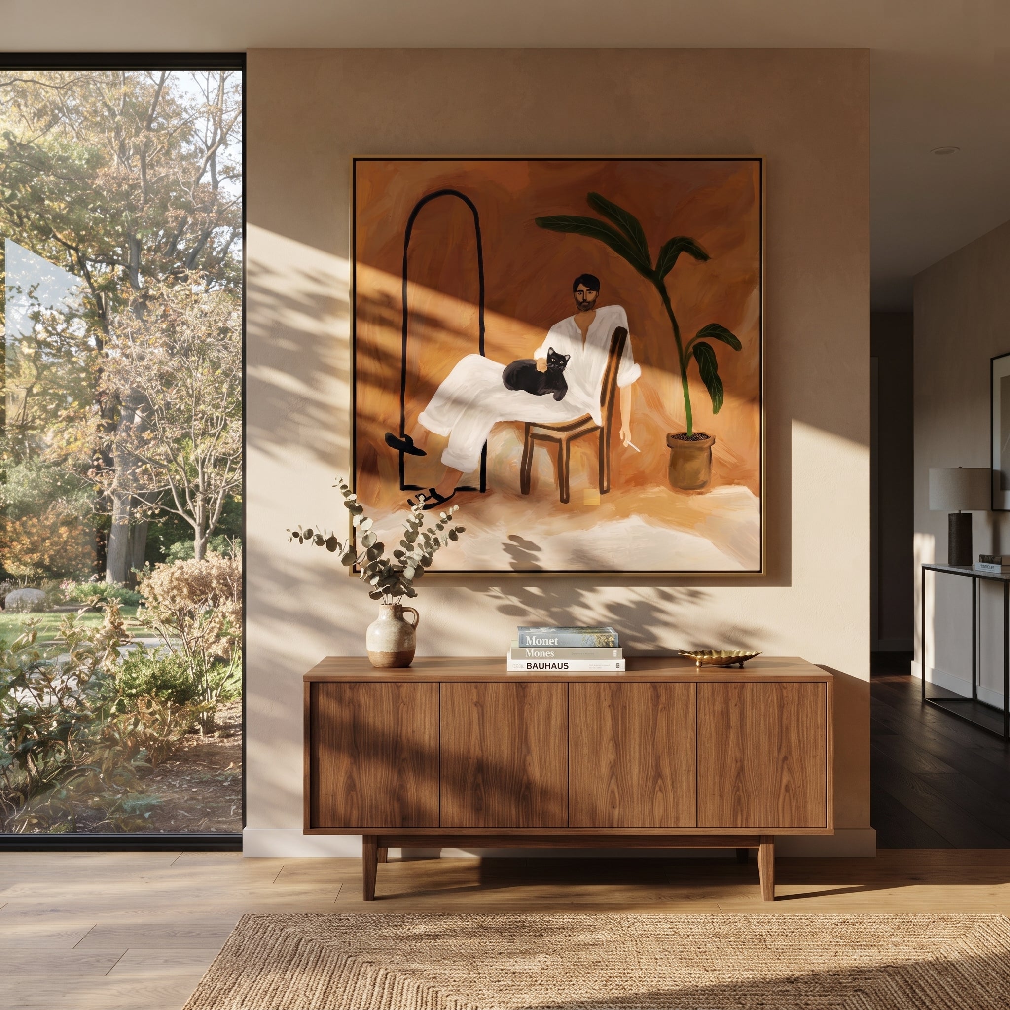 Black Arch Shelters Thought displayed in a warm contemporary interior