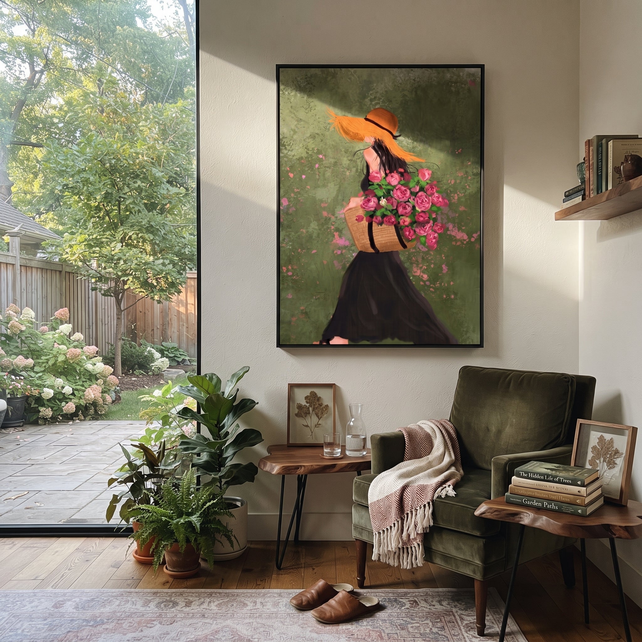 Flowers Follow Black Evening styled with neutral modern furnishings
