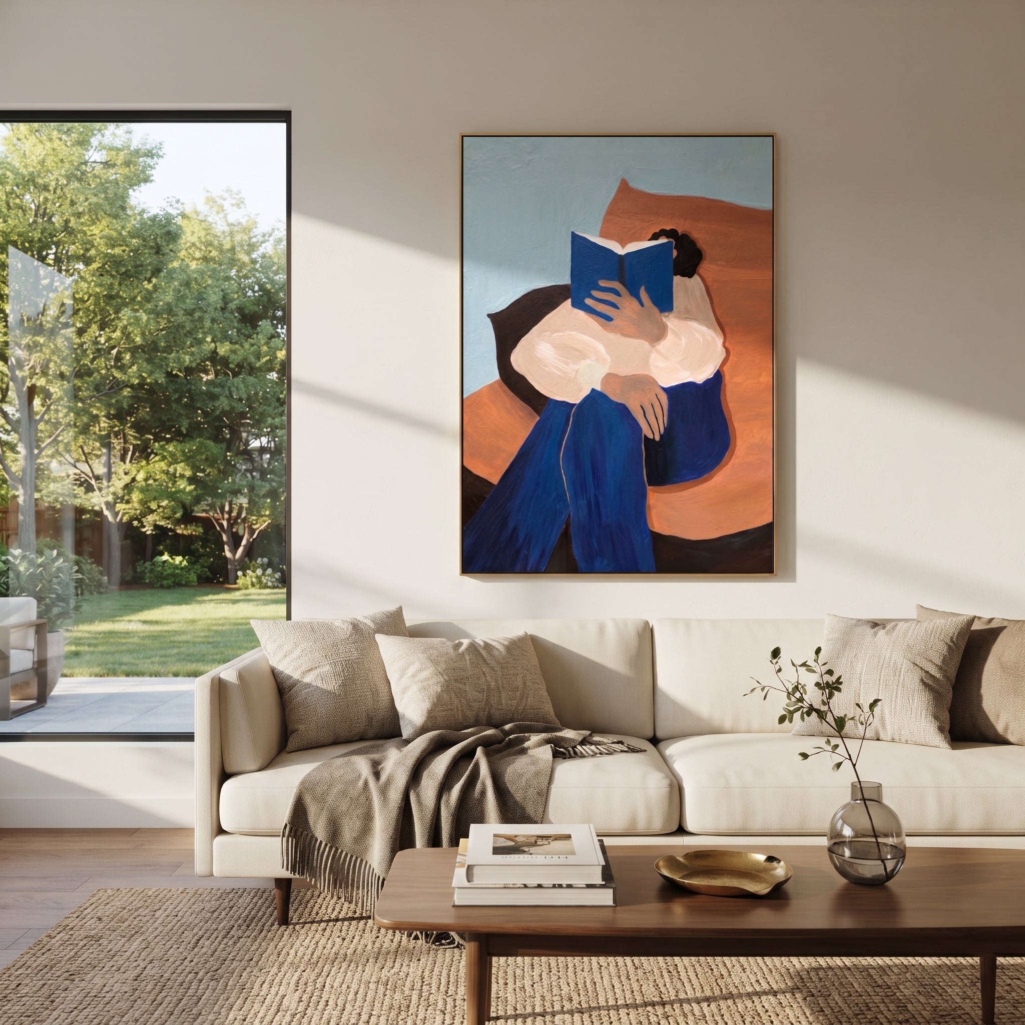 Blue Cushions Gather Her styled in a layered residential interior