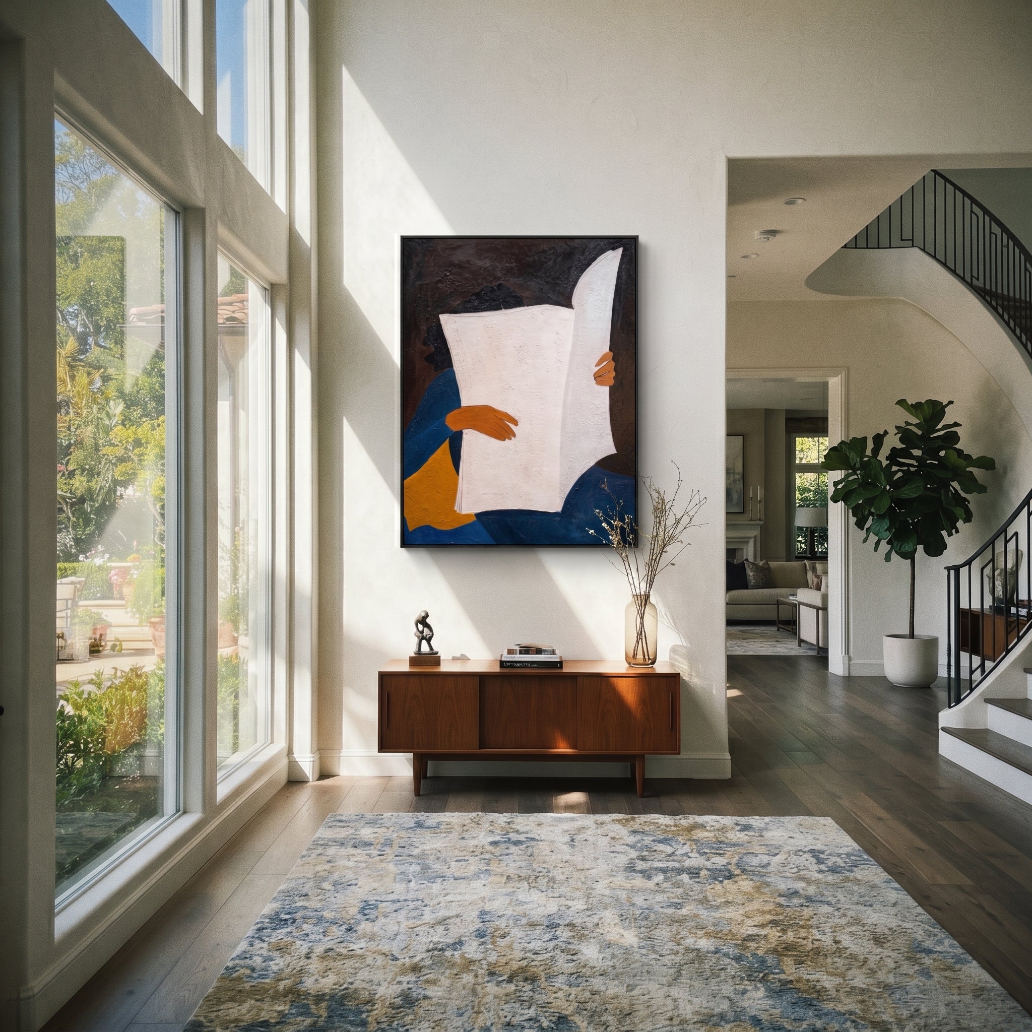 Open Pages Hide Face presented above a contemporary console