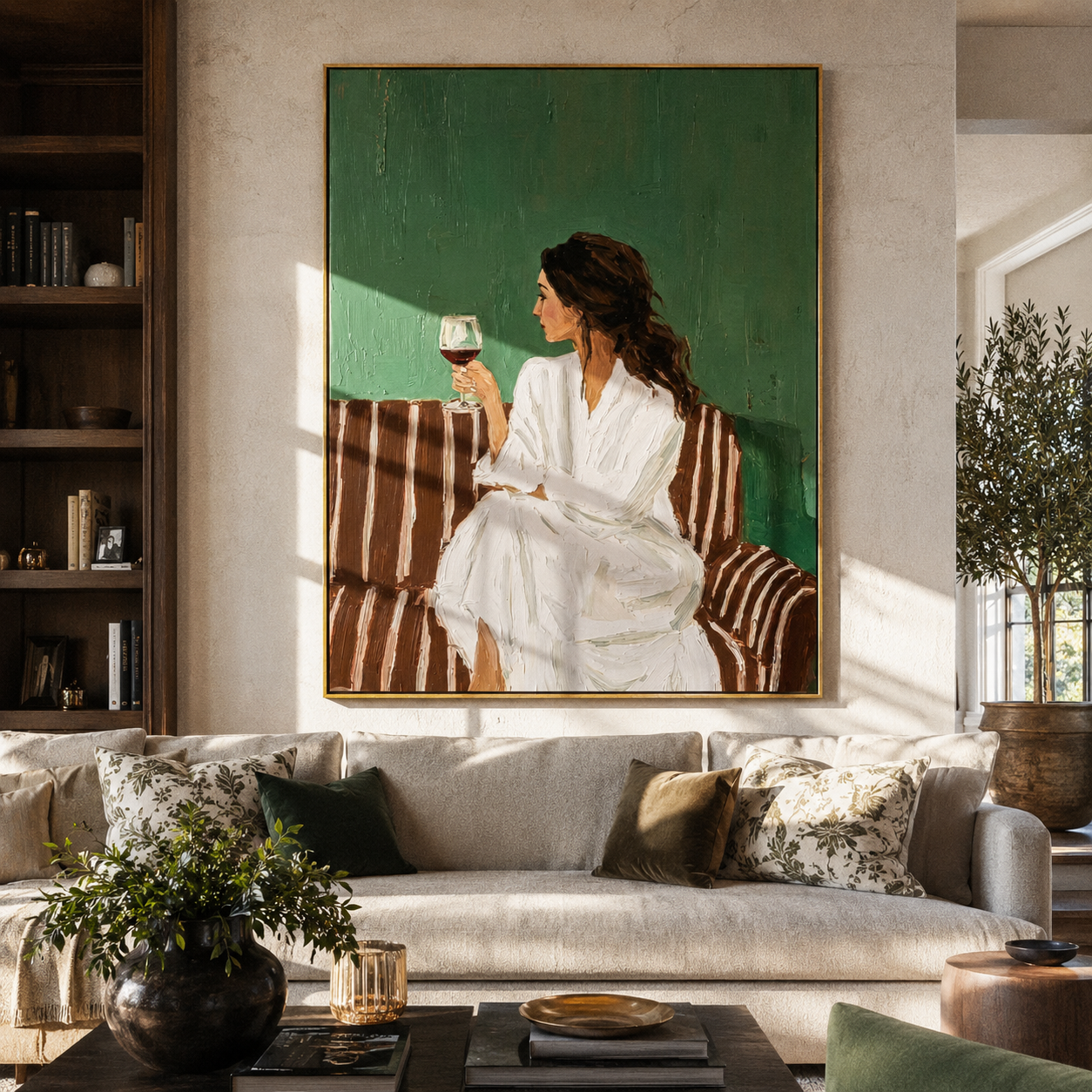 Cup Rests Above Stripes displayed in a warm contemporary interior