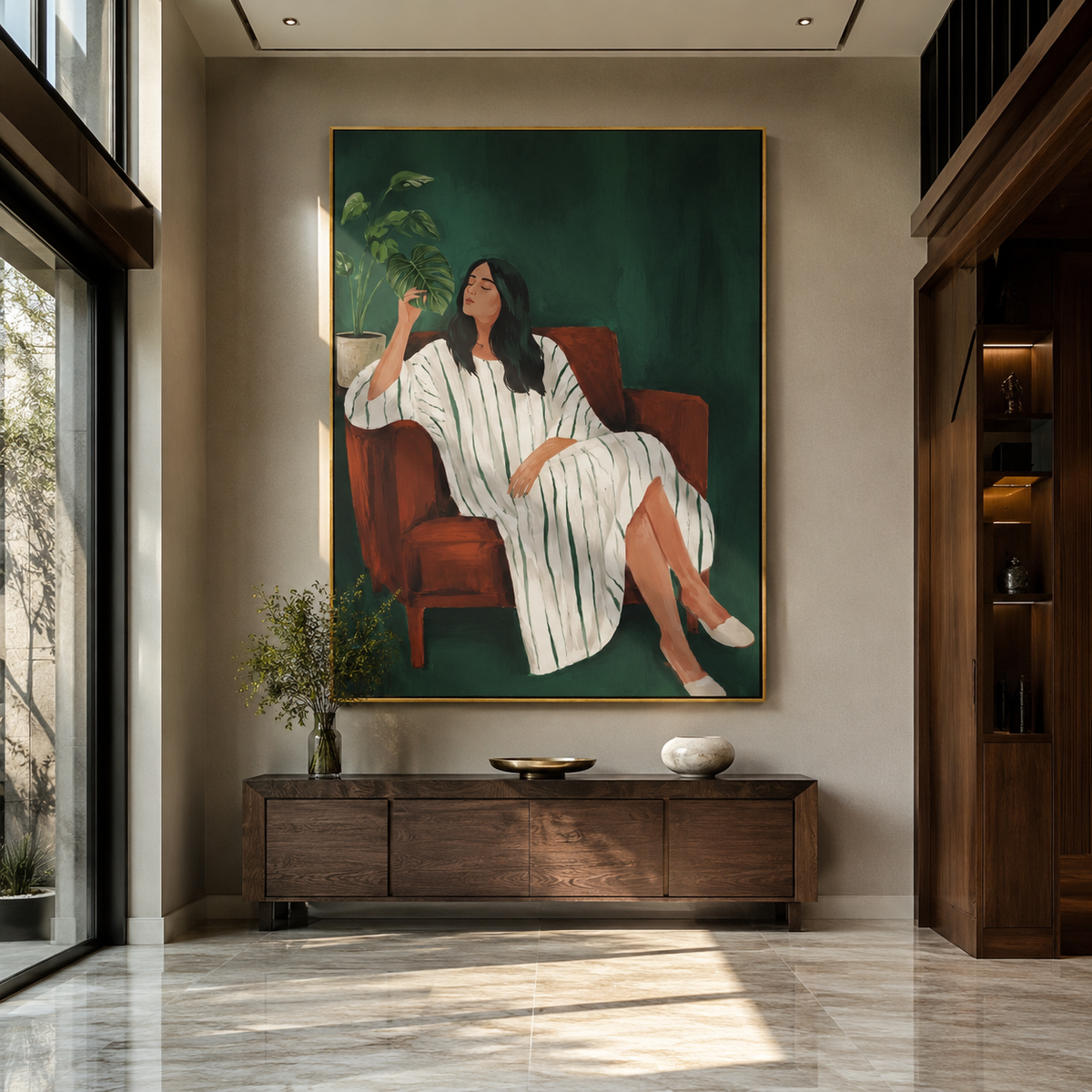 Green Afternoon Keeps Tea displayed in a warm contemporary interior