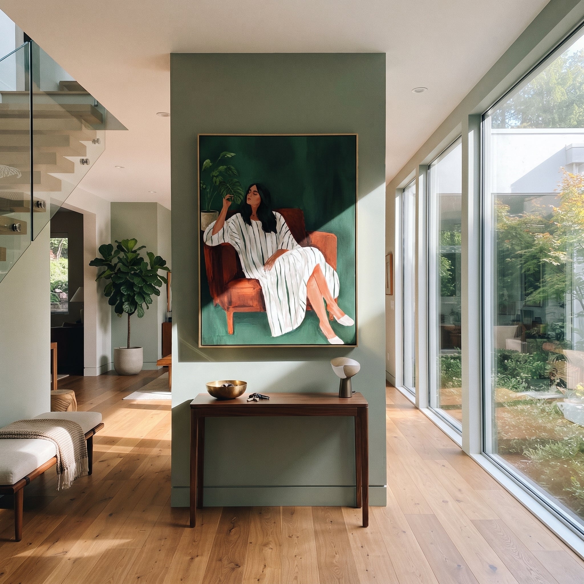 Green Afternoon Keeps Tea styled with neutral modern furnishings