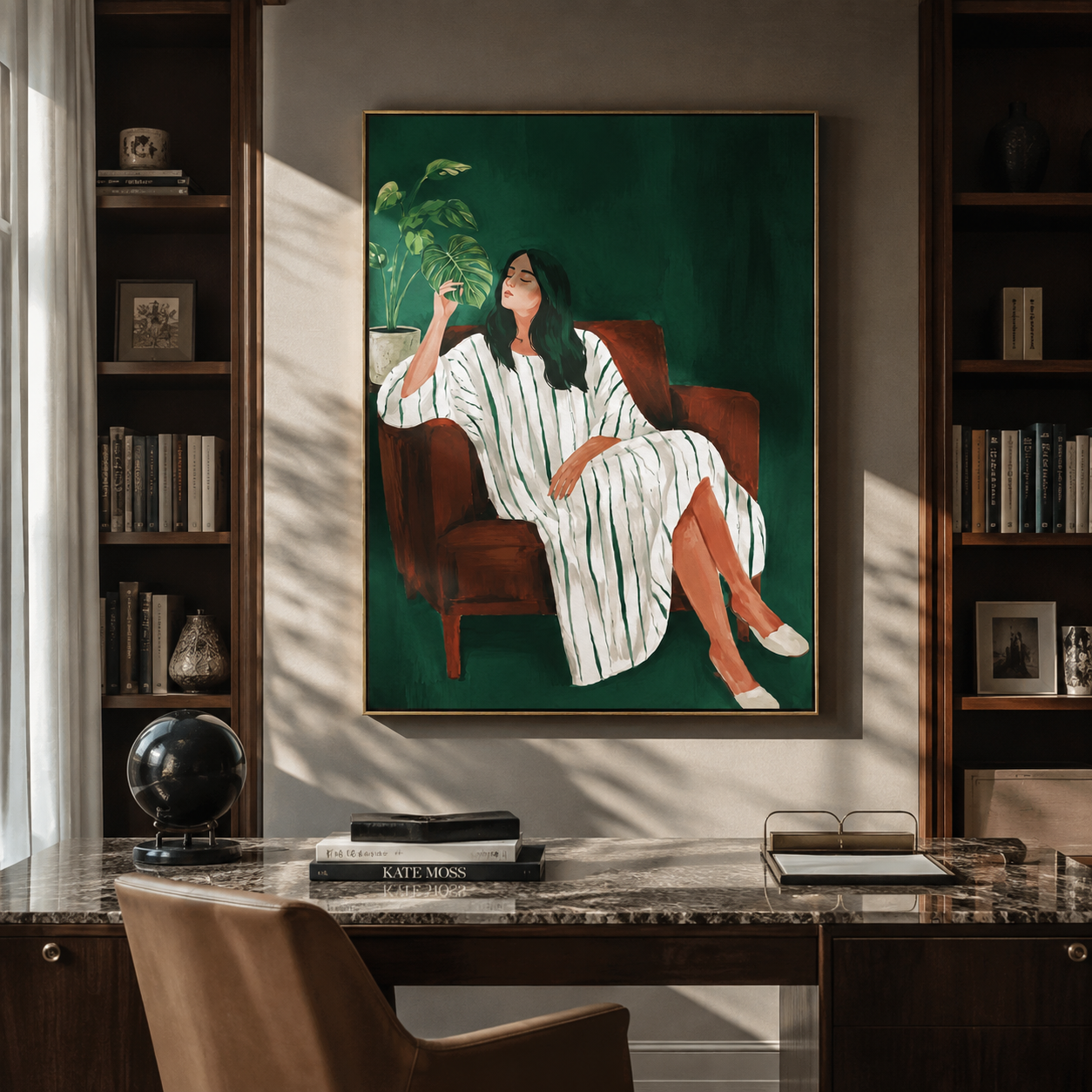 Green Afternoon Keeps Tea displayed as a Retro Modern room focal point