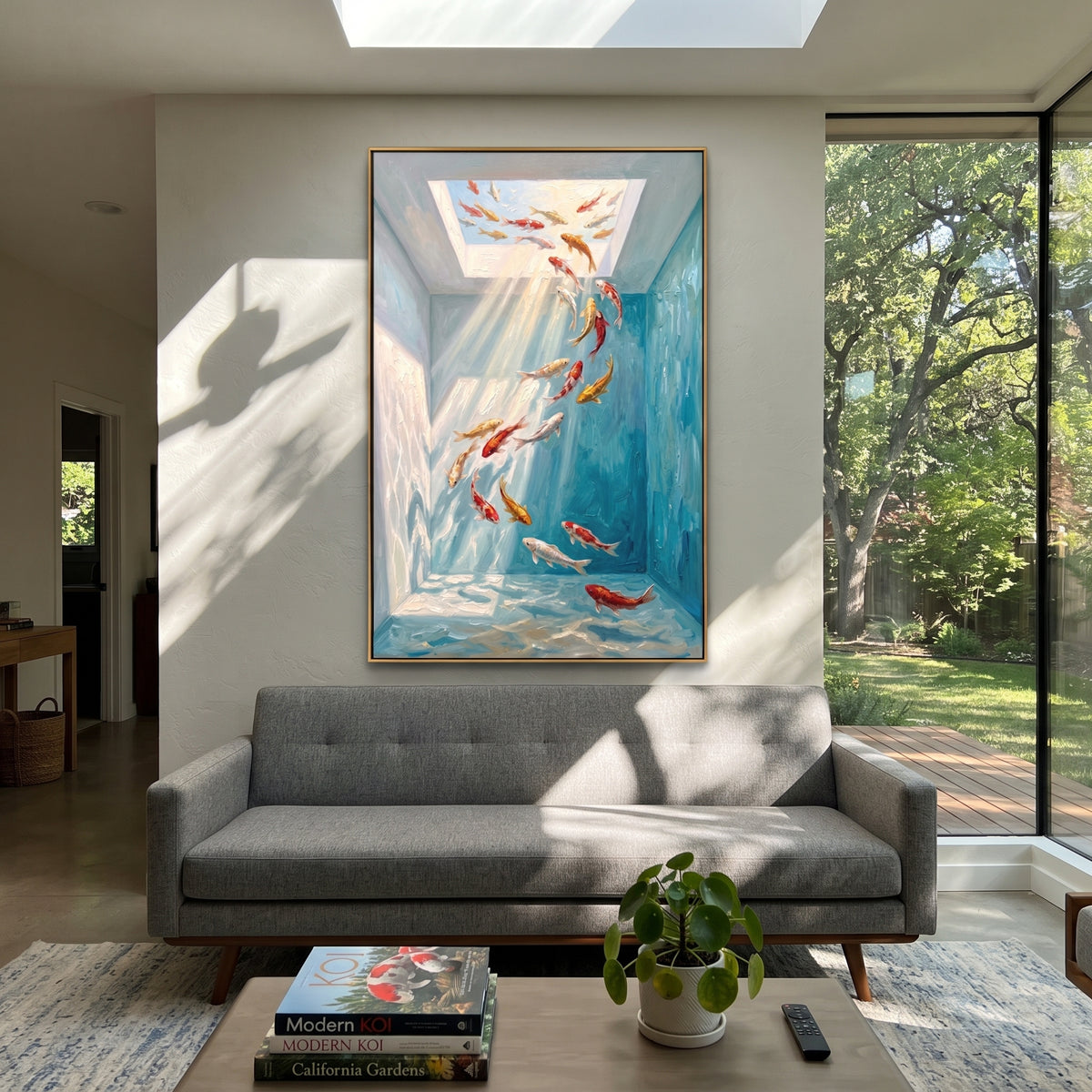 Blue Rain Breaks Color displayed in a warm contemporary interior
