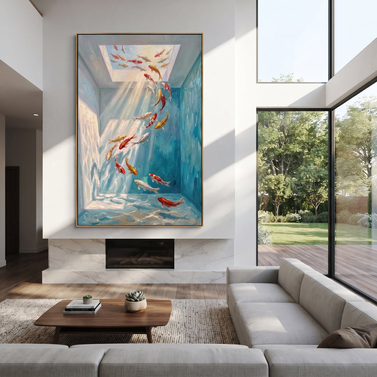 Blue Rain Breaks Color styled with neutral modern furnishings