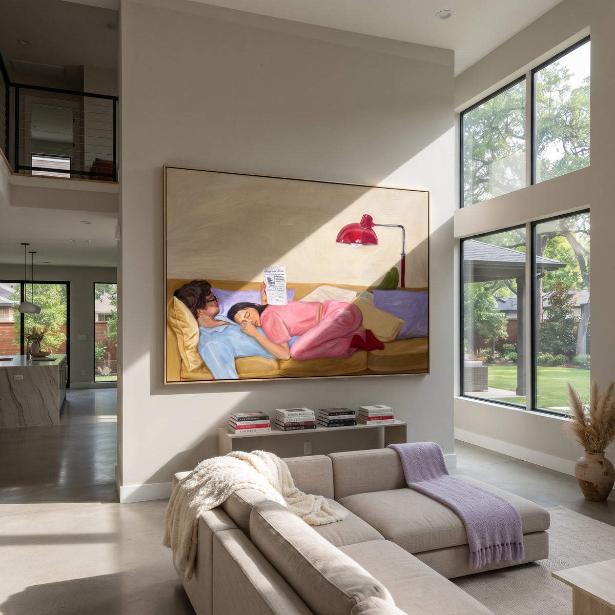 Pink Dress Keeps Company displayed as a Retro Modern room focal point