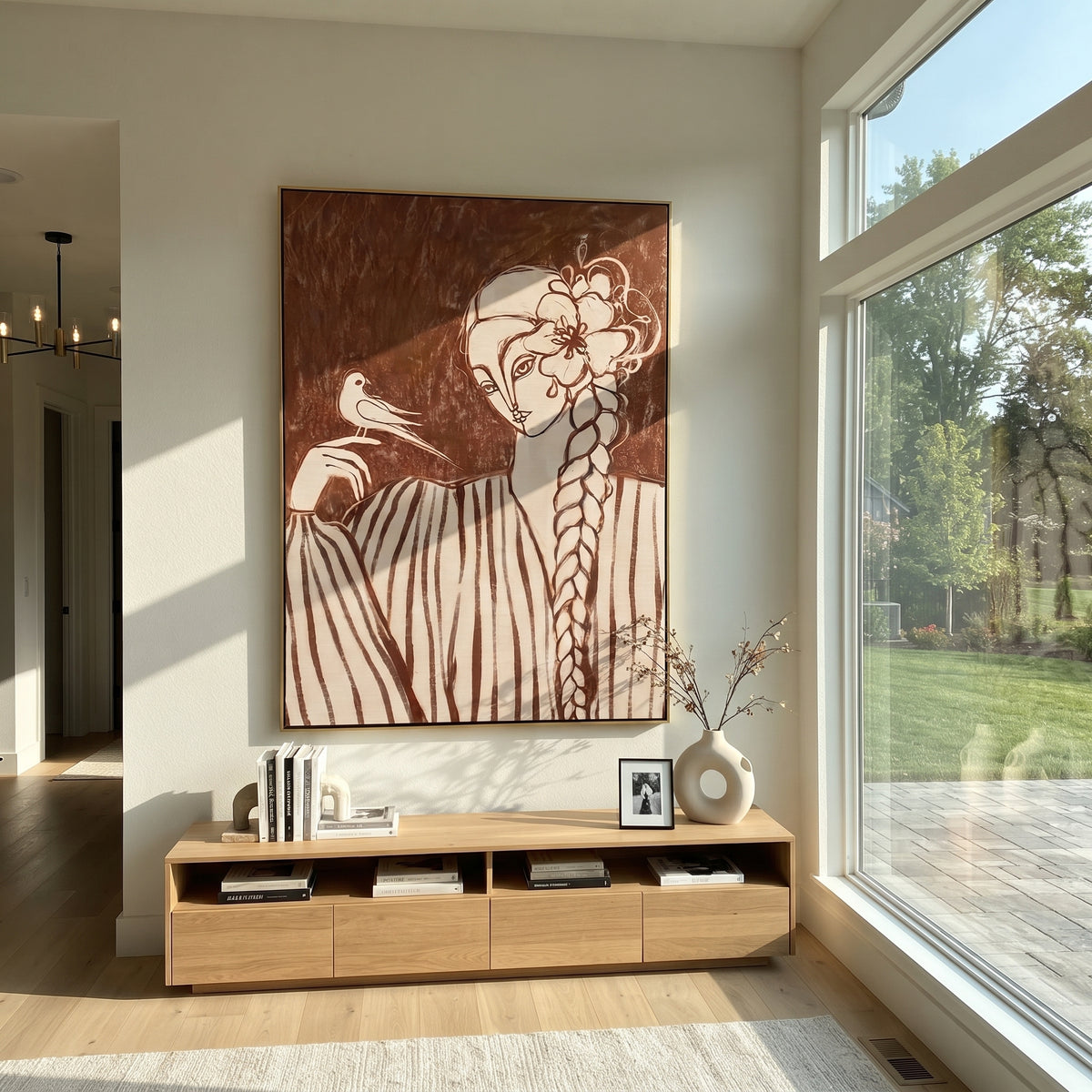 Floral Lines Find Stripes styled with neutral modern furnishings
