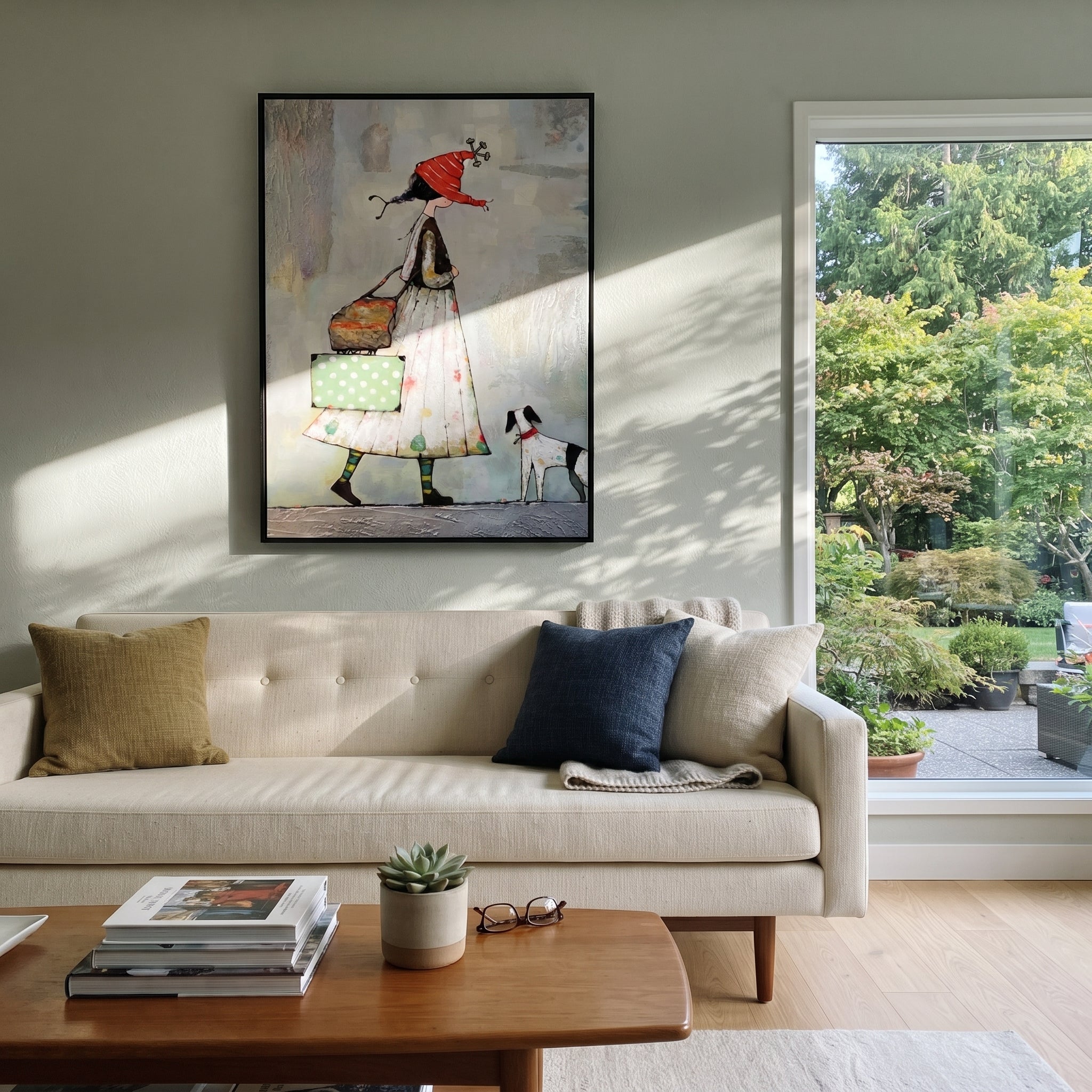 Red Hat Crosses Lavender styled with neutral modern furnishings